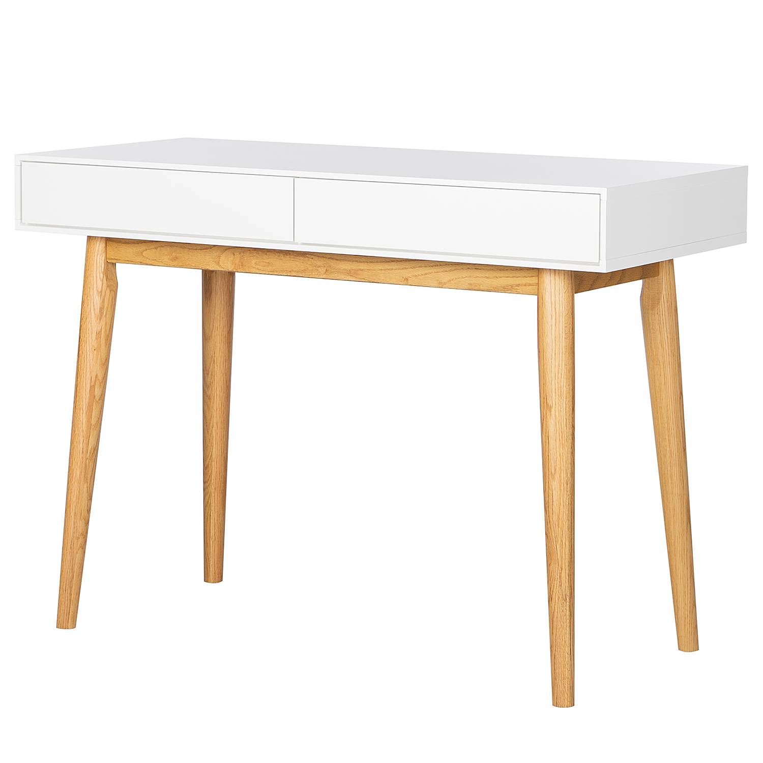 Schreibtisch LINDHOLM 2 Schubladen Weiß / Eiche