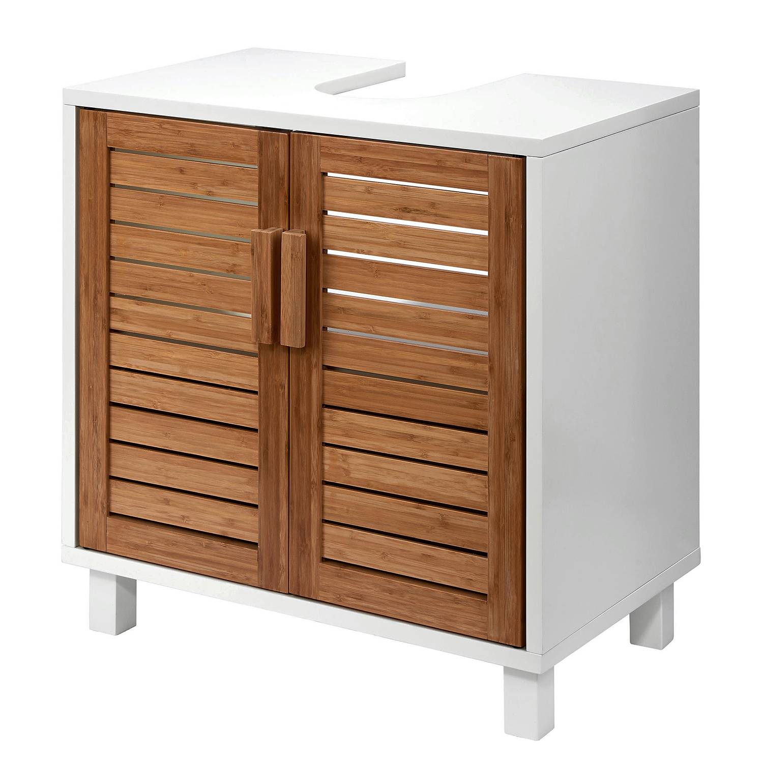 Waschbeckenunterschrank WHITE SANDS Bambus Natur / Weiß