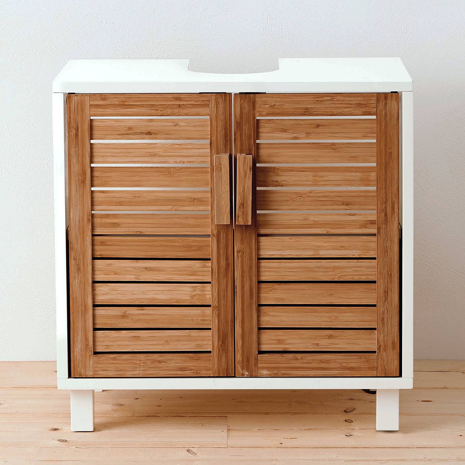 Waschbeckenunterschrank WHITE SANDS Bambus Natur / Weiß