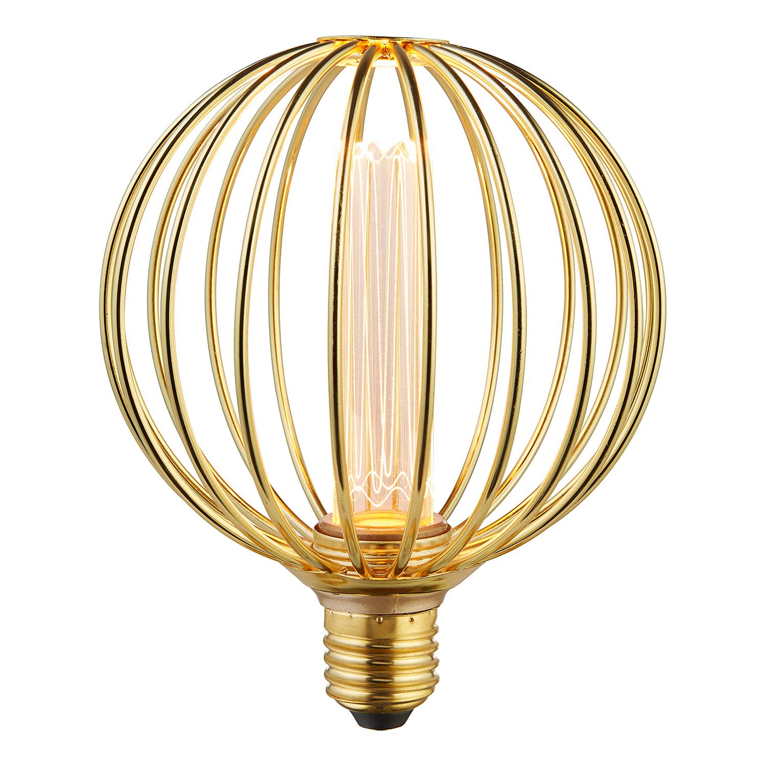 LED-Leuchtmittel Globe Klarglas / Stahl Gold