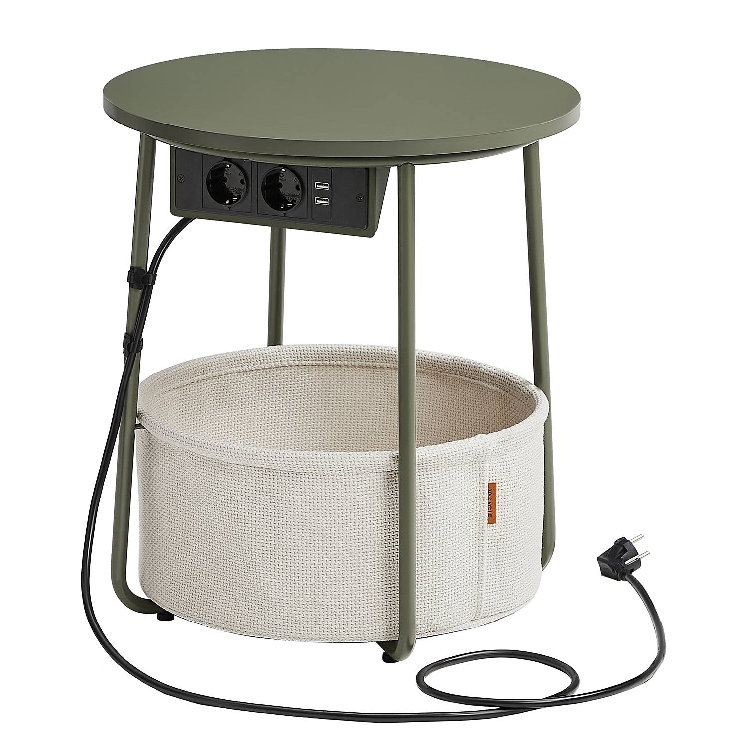 Beistelltisch Ponoka mit Steckdose Khaki