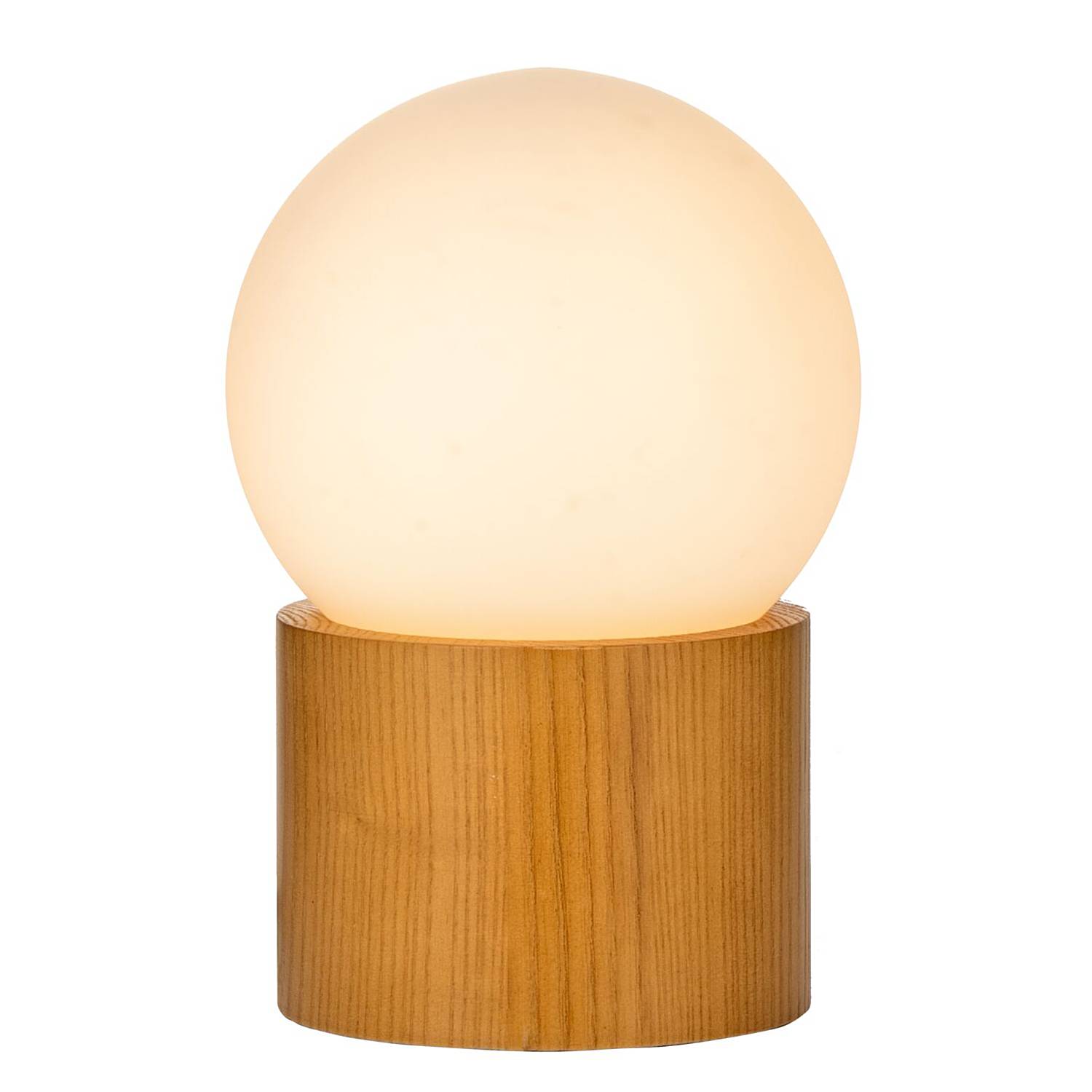 Table lamp Woody Shine real wood veneer / opal glass ash
