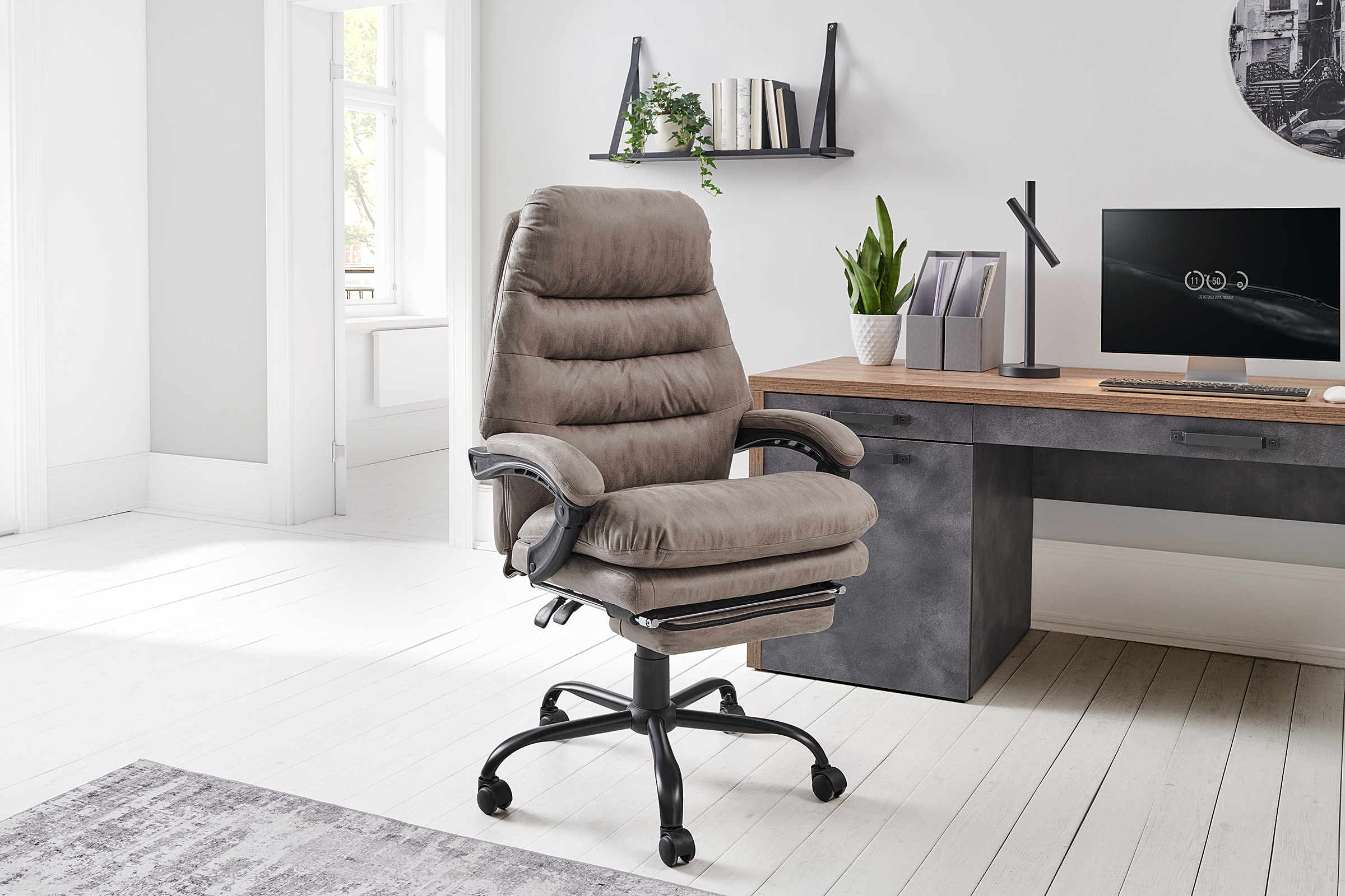 Bürodrehstuhl Edun Antiklederlook Grau