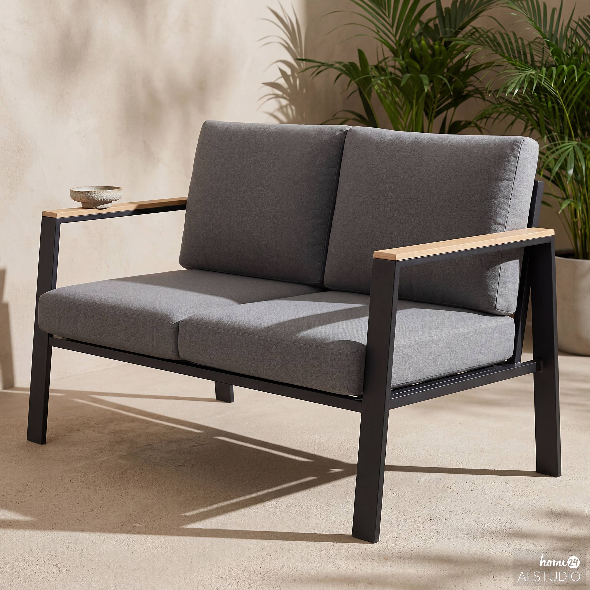 2-Seater Lounge Sofa Aviel Aluminum Polyester Anthracite