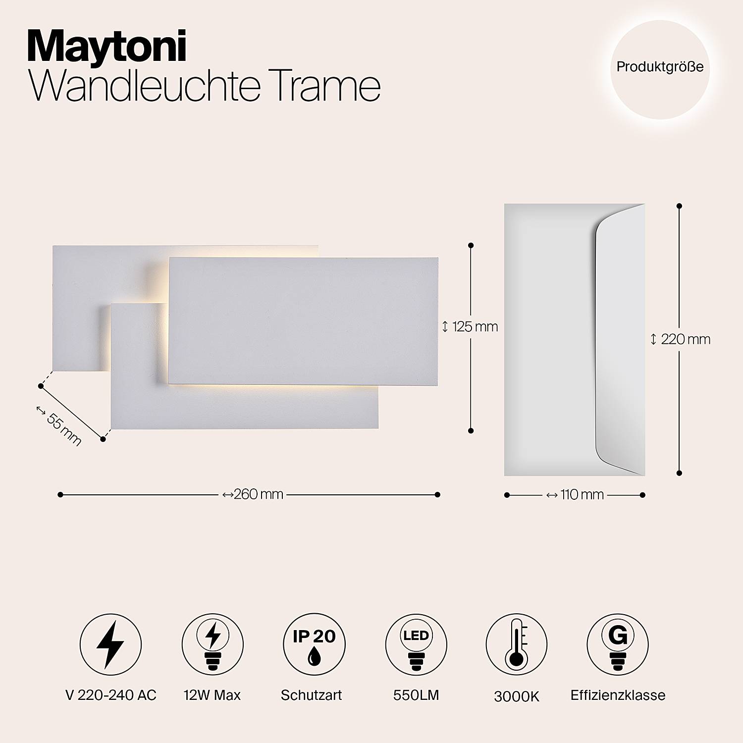 LED-Wandleuchte Trame Typ A Metall 1-flammig