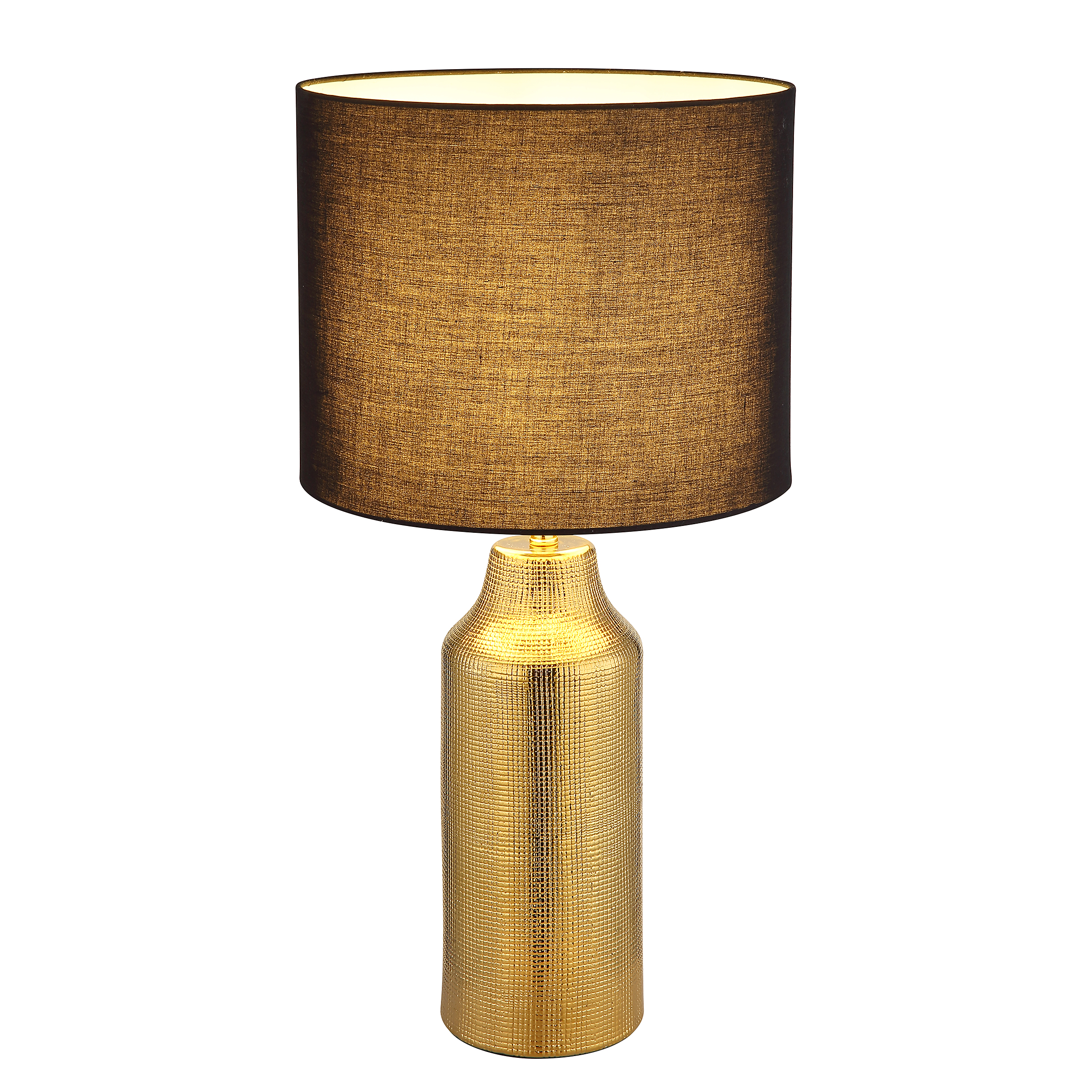 Table lamp Elden structural fabric ceramic black gold