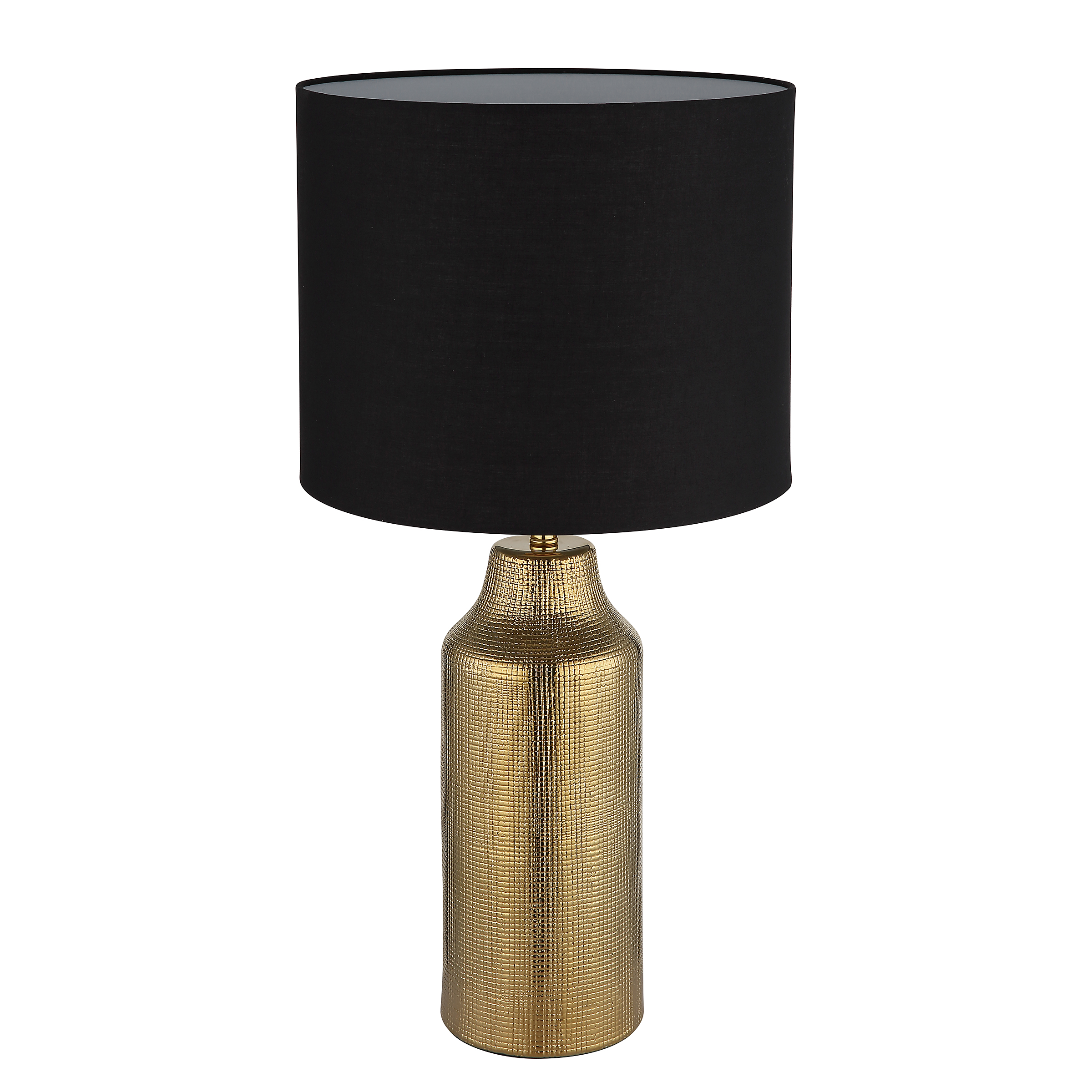 Table lamp Elden structural fabric ceramic black gold