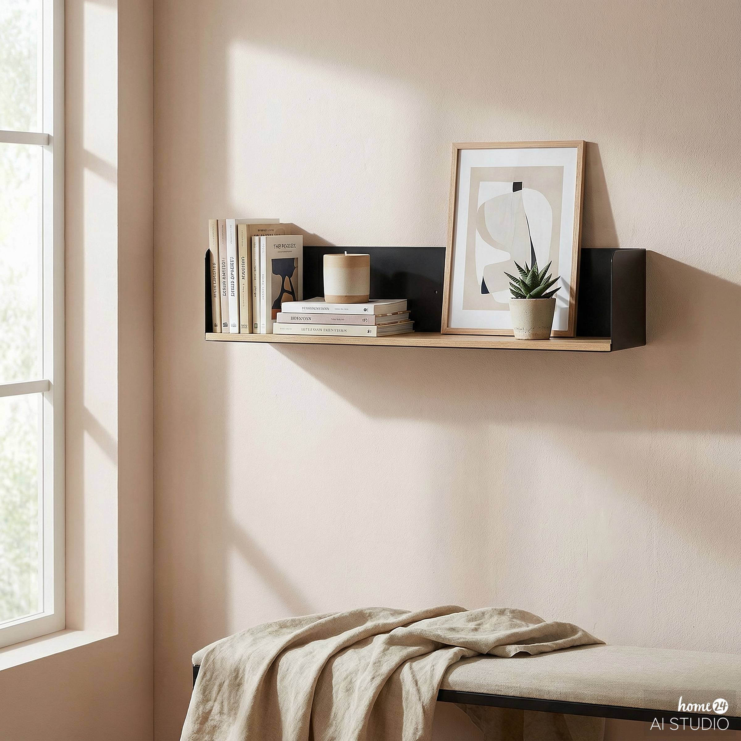 Wall shelf Beikou Type A real wood veneer fir black