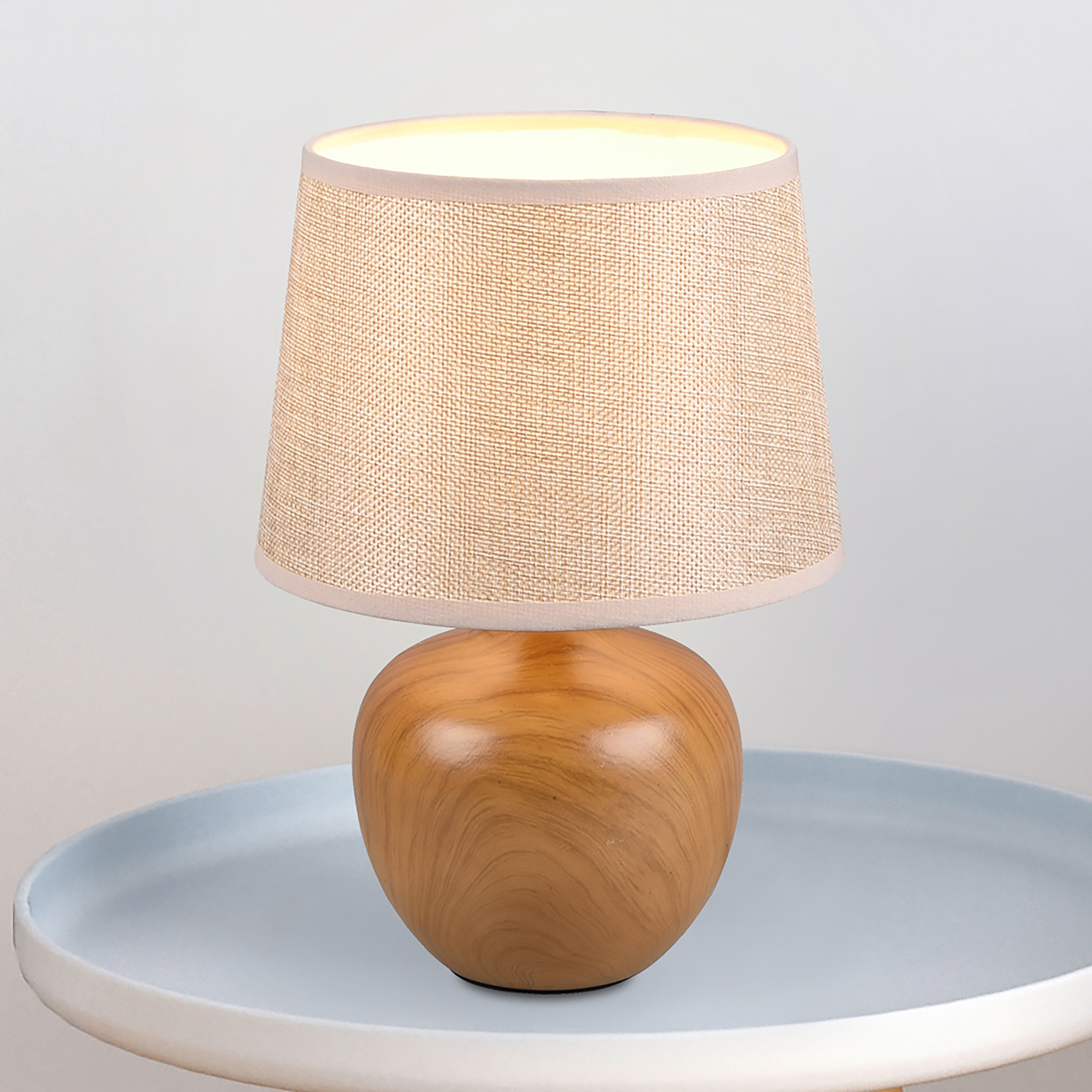 Tischleuchte Luxor Keramik / Mischgewebe Braun / Beige