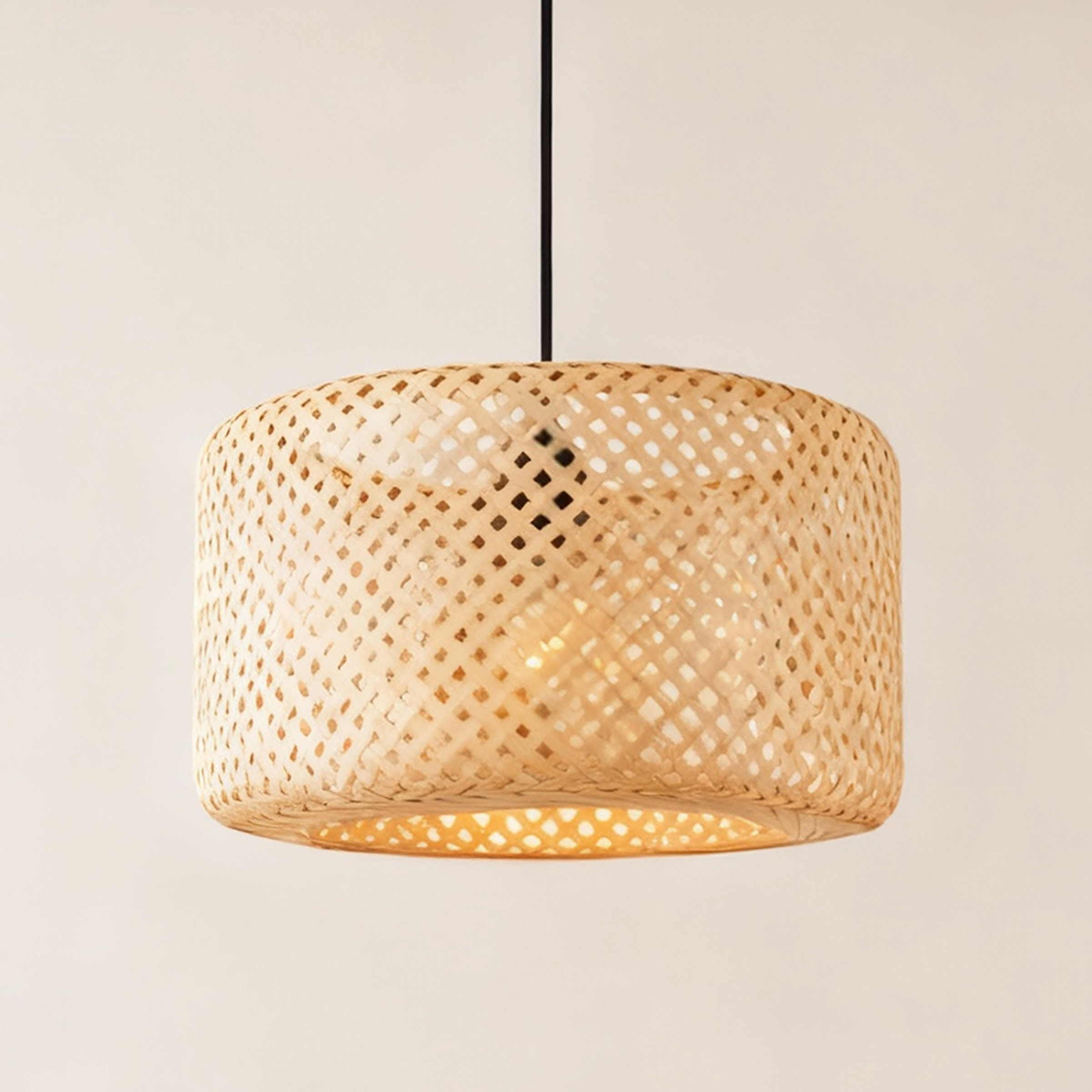 Pendant light Milham cast iron / bamboo natural