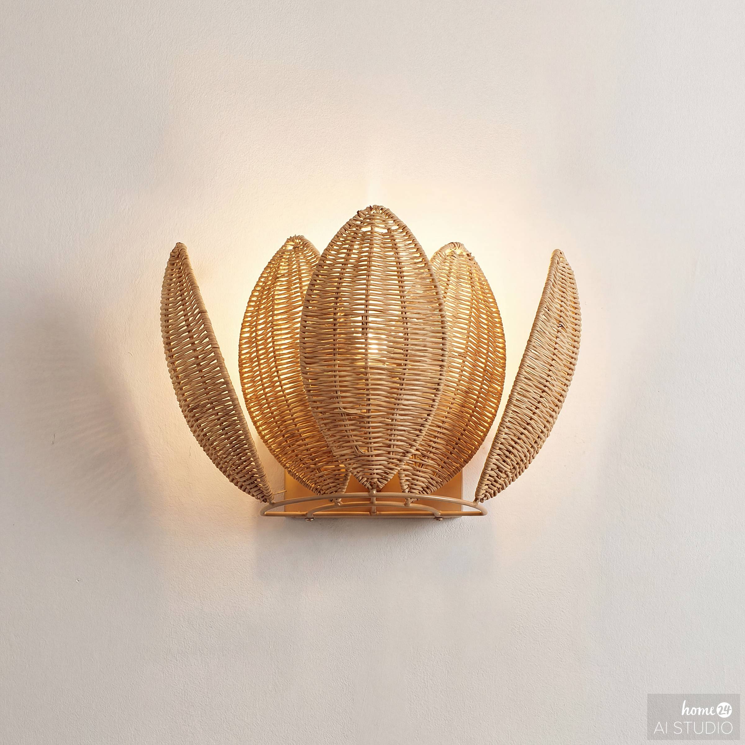 Wandleuchte ZYMOR Rattan / Eisen 1-flammig