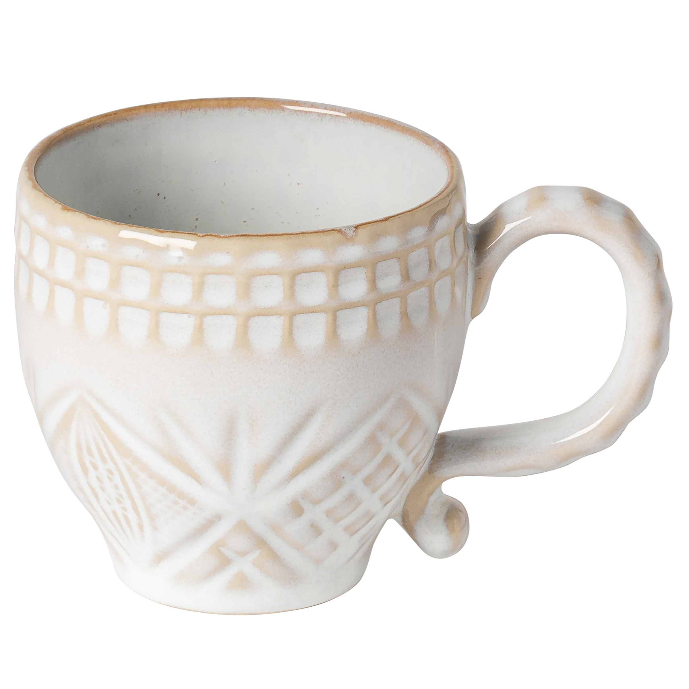 Kaffeebecher Cristal 6er Set Steinzeug Weiß / Sand
