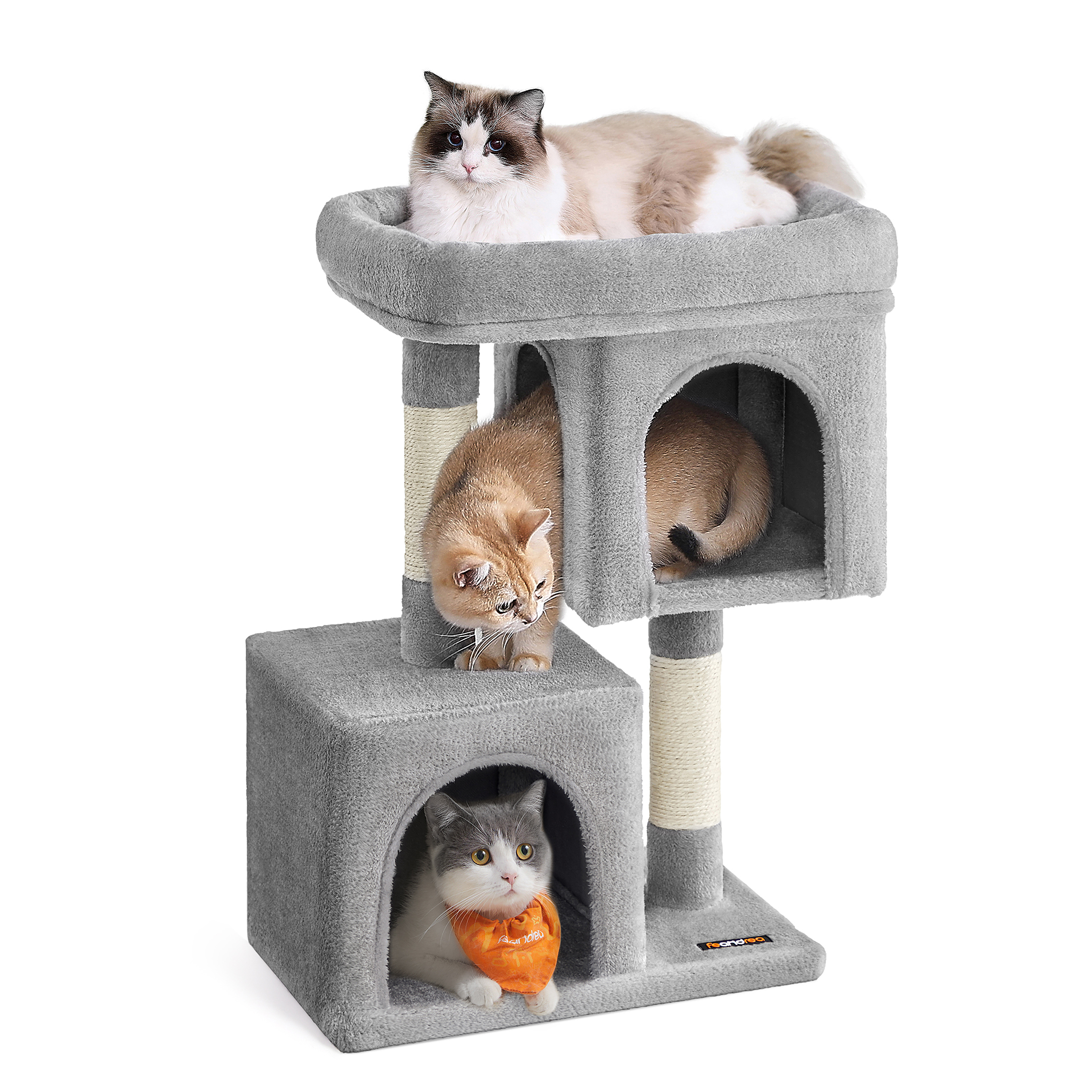 Katzenkratzbaum Vallo Holzwerkstoff / Samt Hellgrau