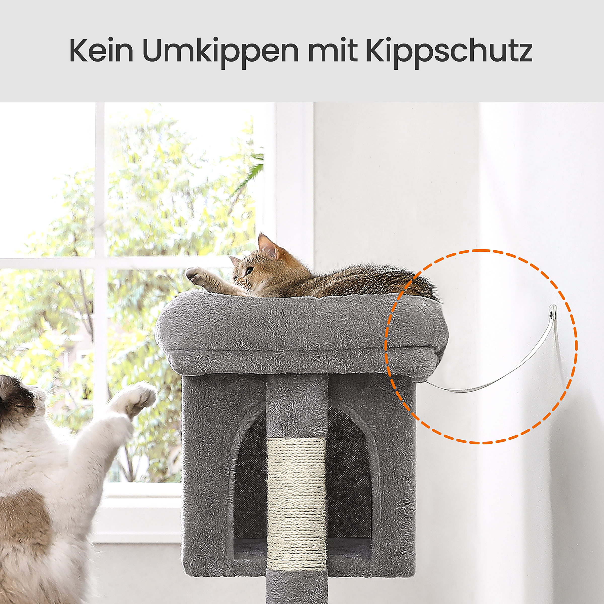 Katzenkratzbaum Vallo Holzwerkstoff / Samt Hellgrau