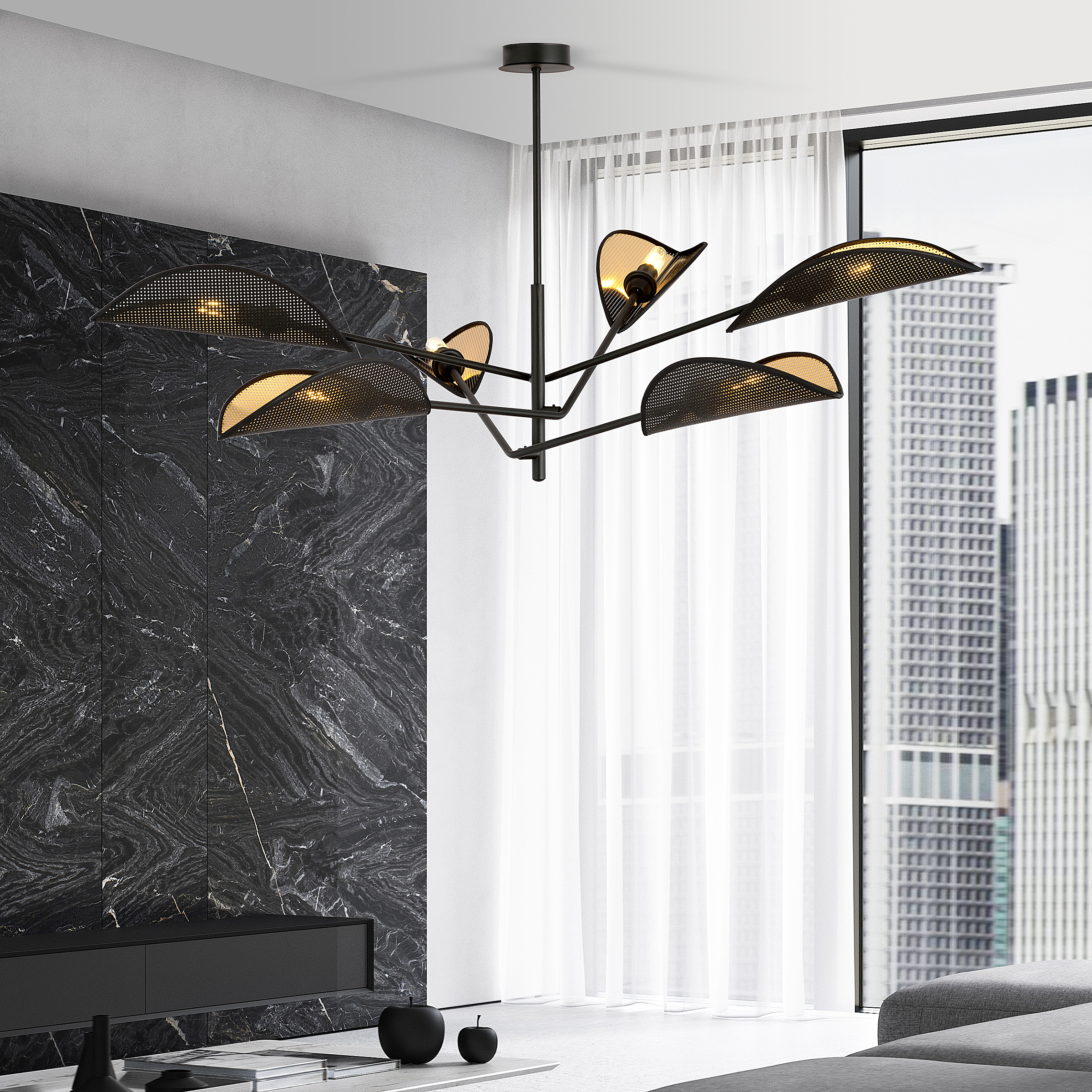 Ceiling lamp Vene Steel / Polyamide Black / Gold