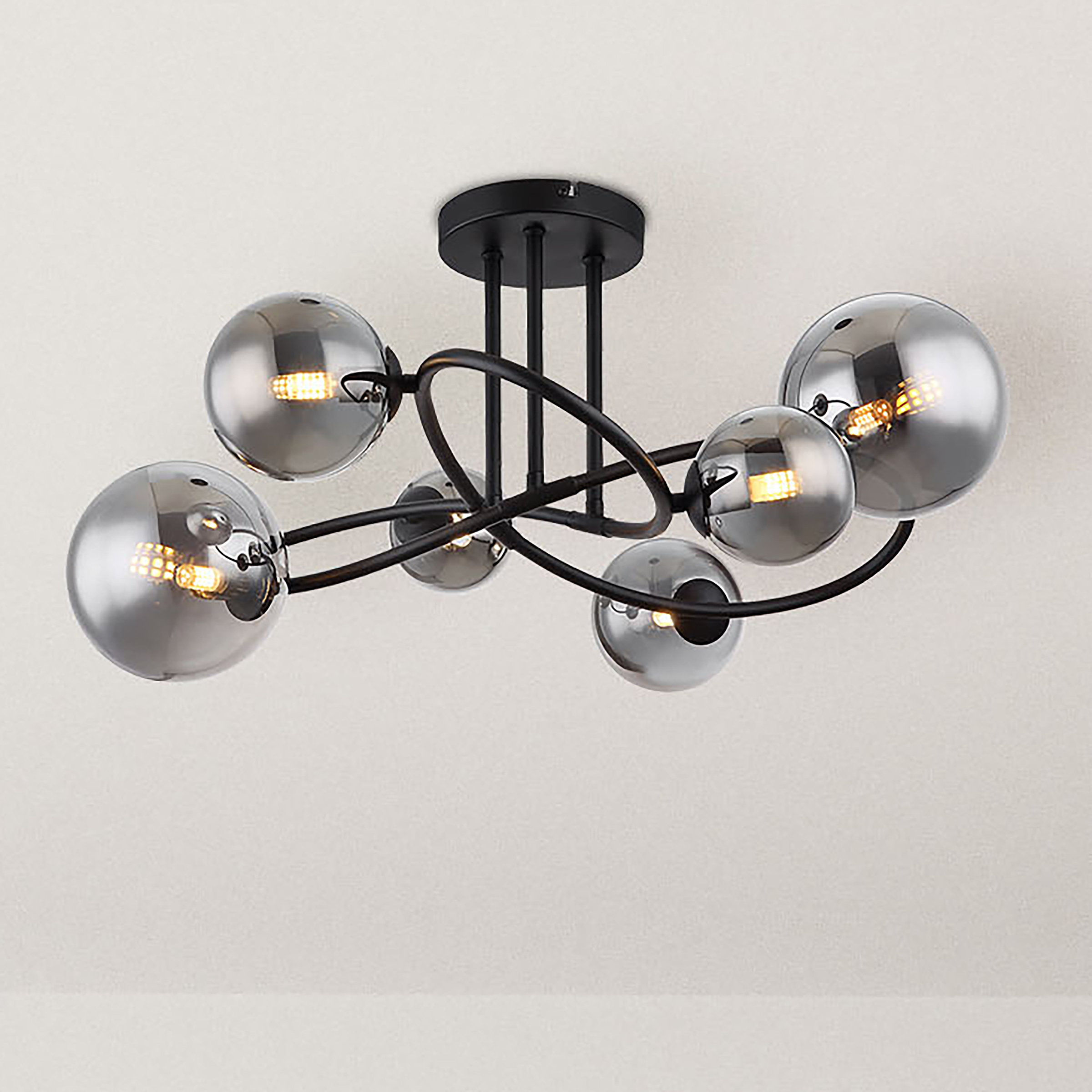LED ceiling light Riha Type C smoked glass / iron