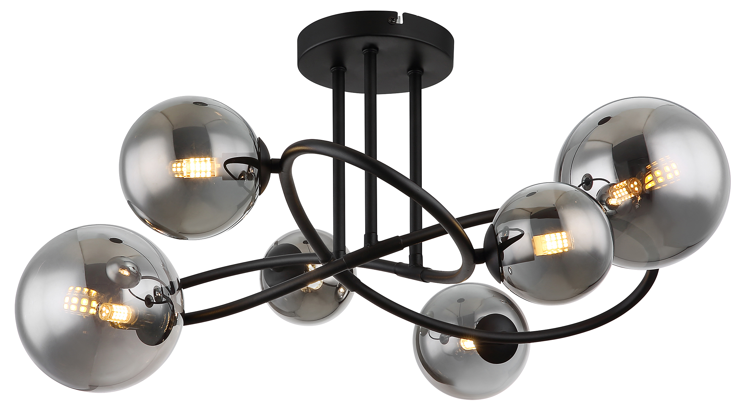 LED ceiling light Riha Type C smoked glass / iron