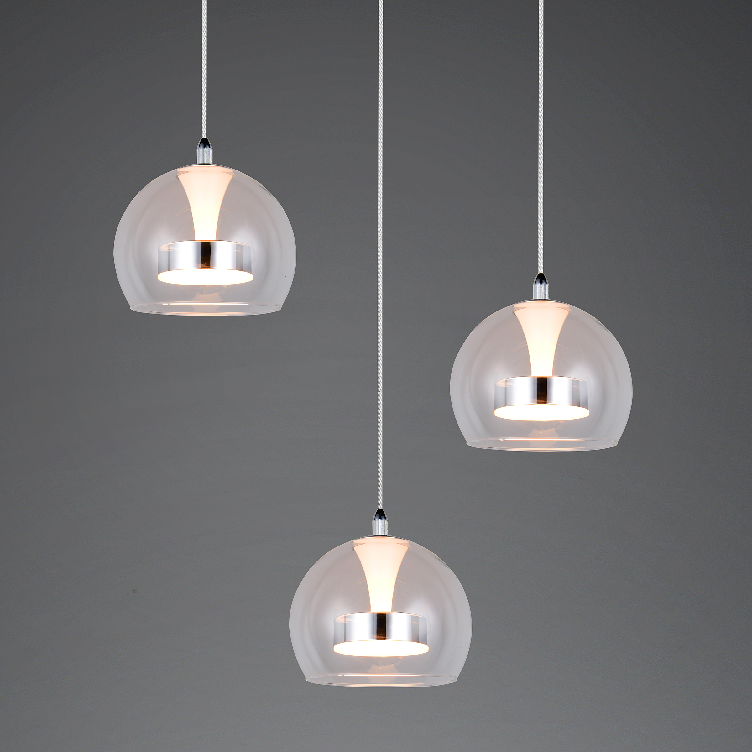 LED pendant light Flynt round clear glass / iron