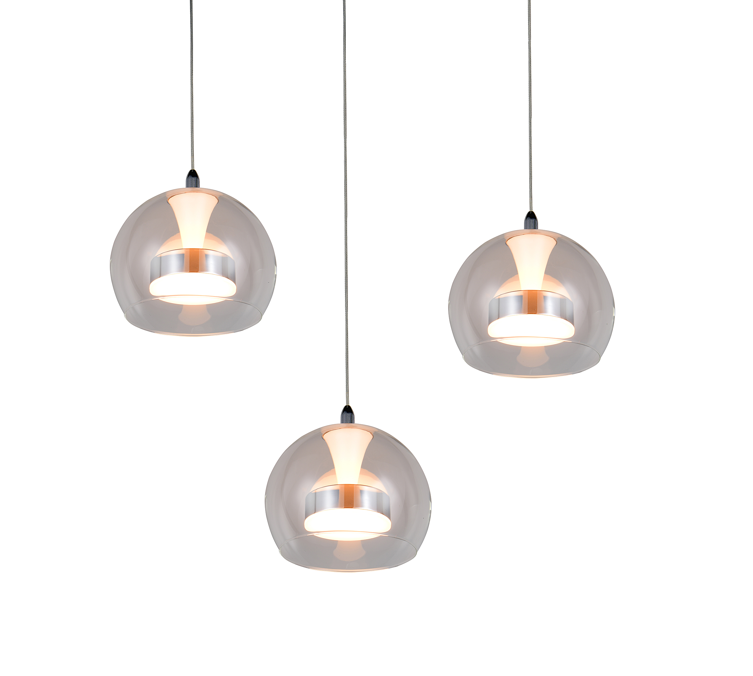 LED pendant light Flynt round clear glass / iron