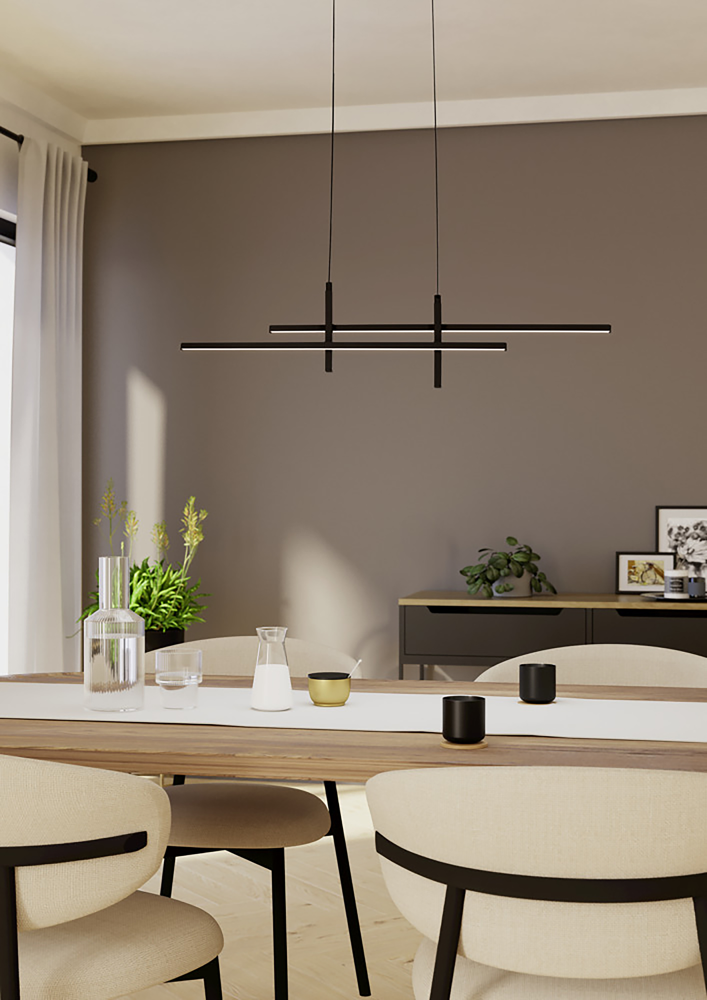 LED-Pendelleuchte Trepiliano Aluminium Schwarz