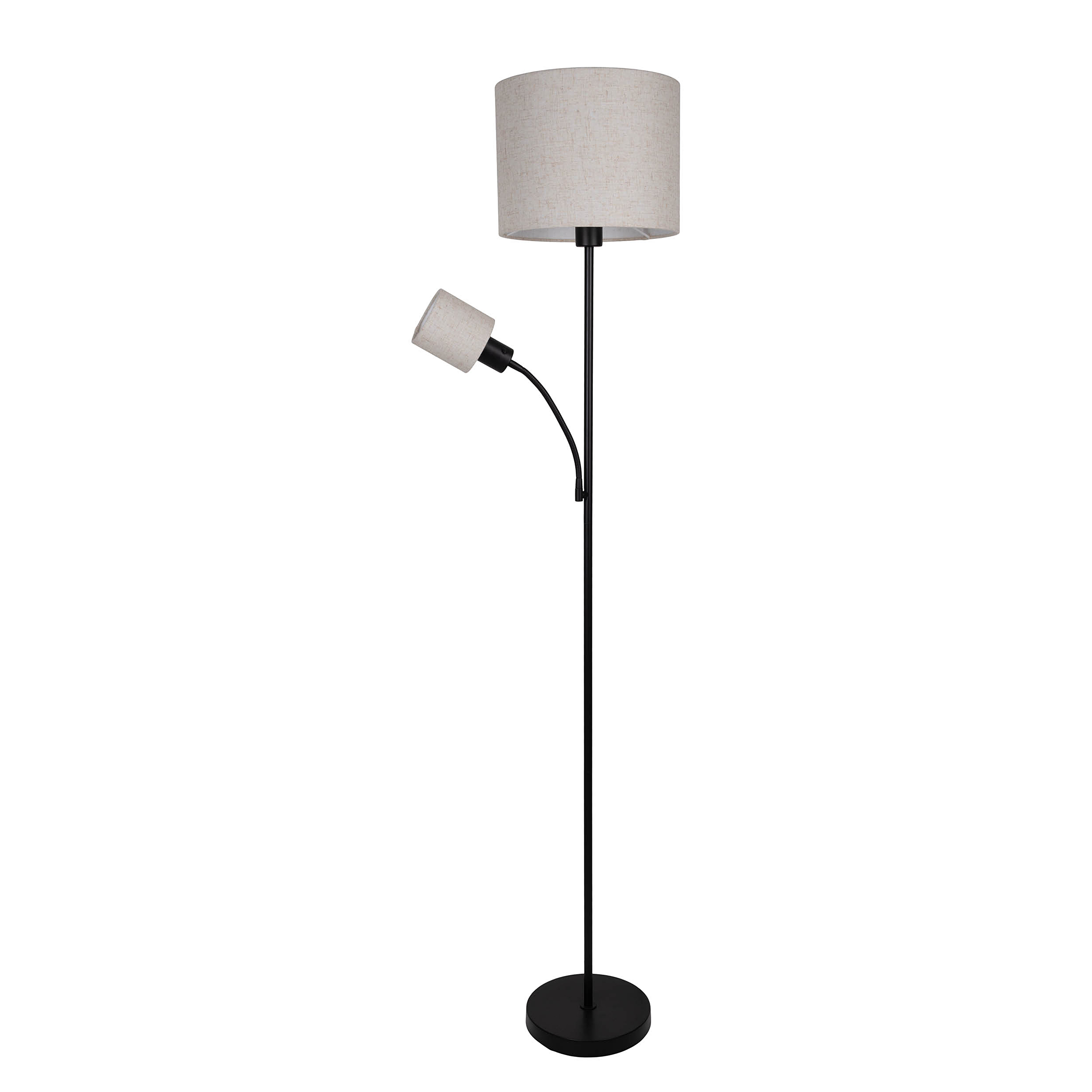 Stehleuchte Filomena Stahl 2-flammig Schwarz / Beige