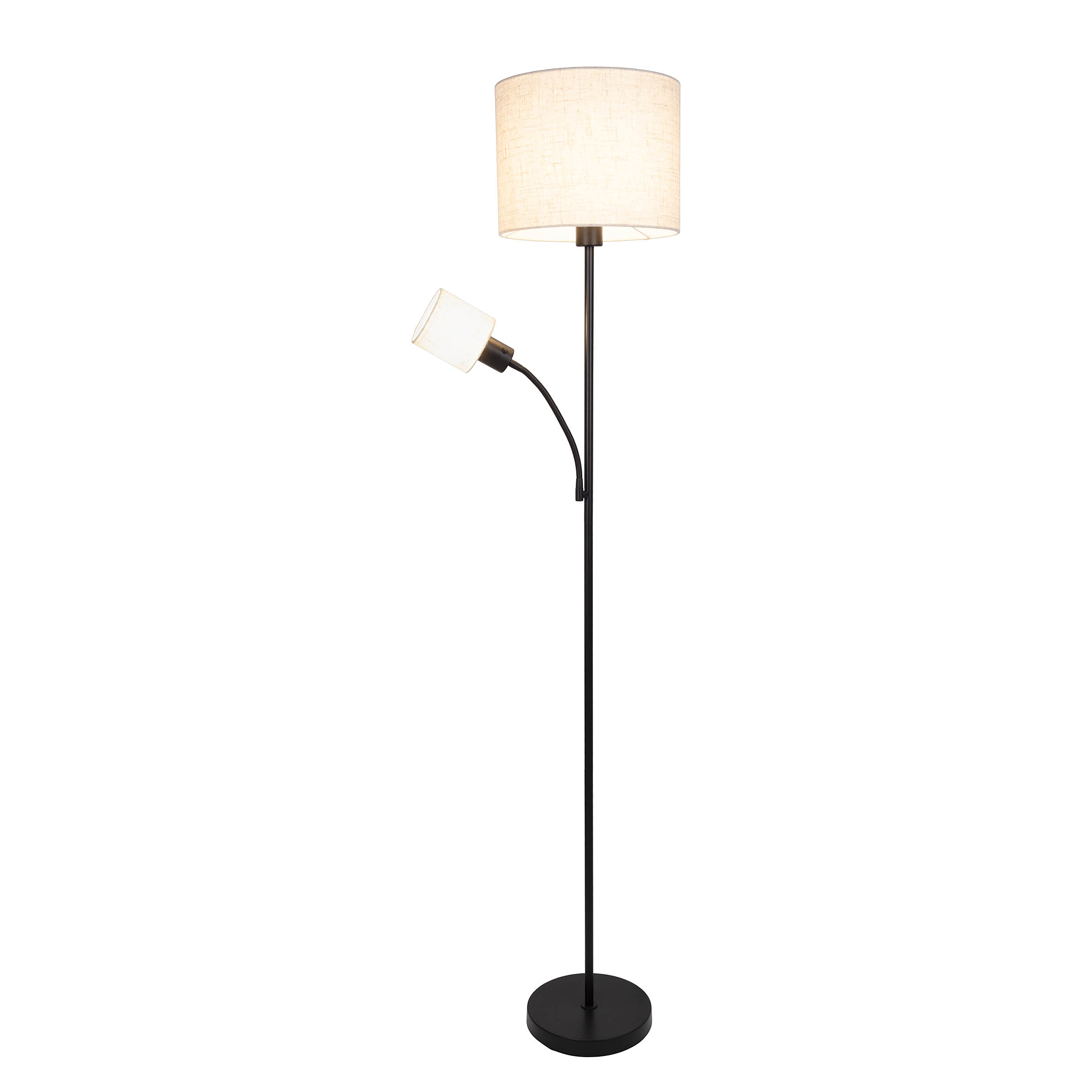 Stehleuchte Filomena Stahl 2-flammig Schwarz / Beige