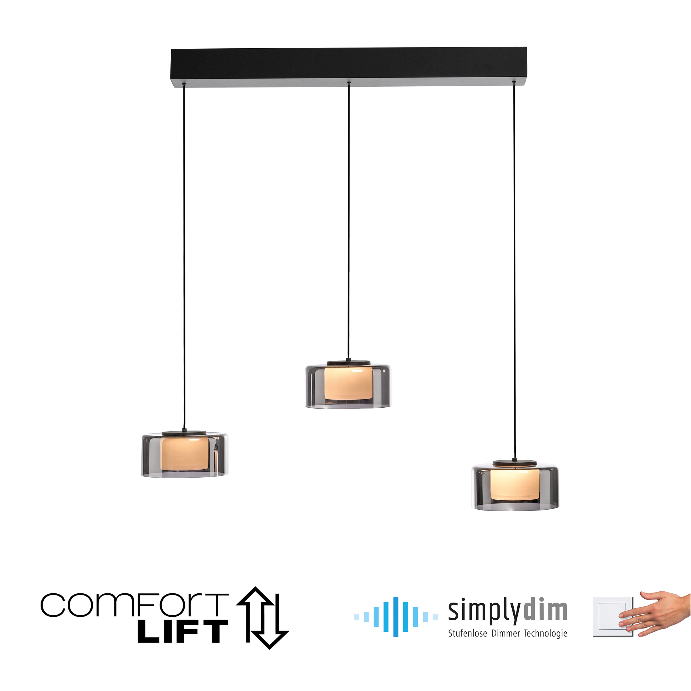 LED pendant light Rika Type A clear glass / iron black