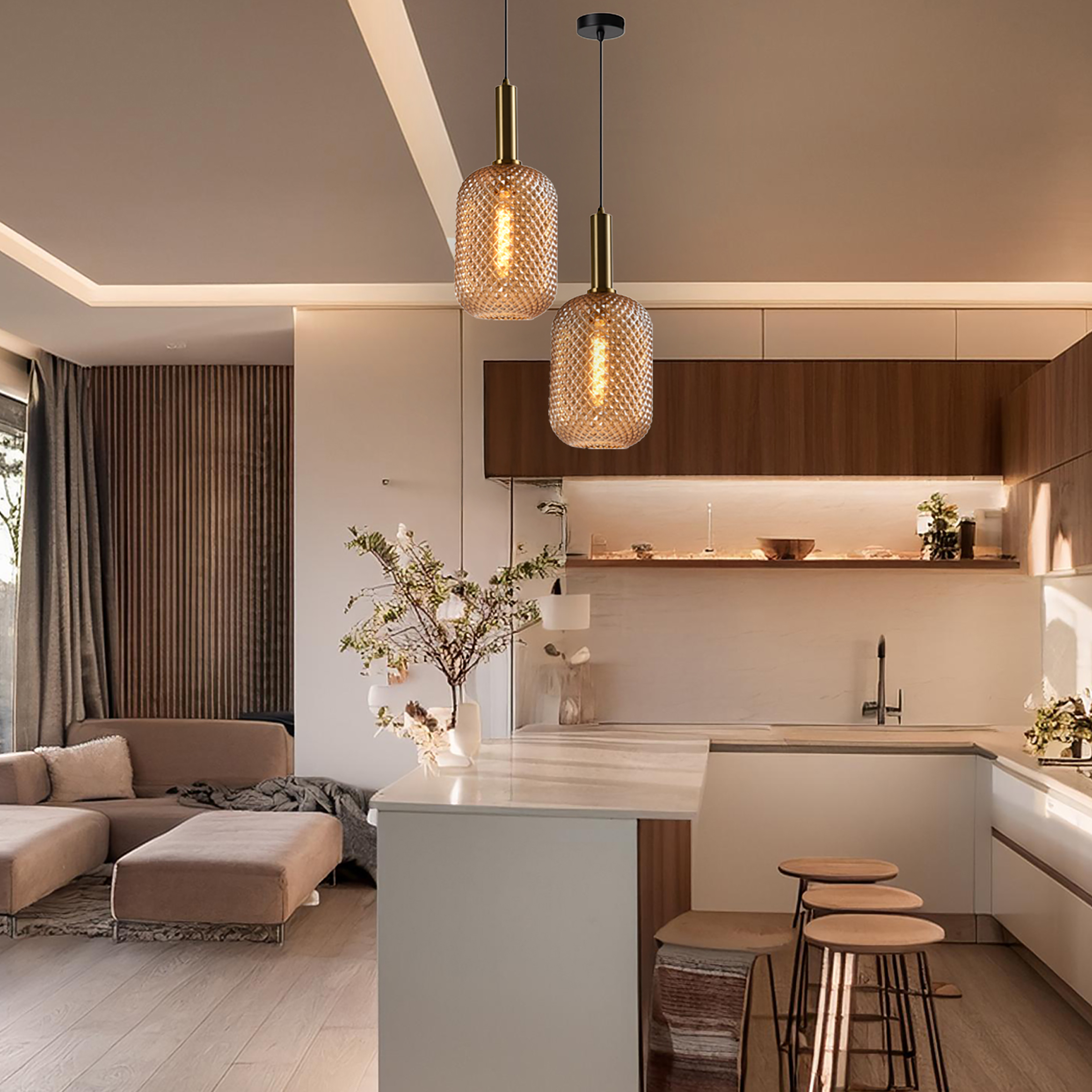 LED pendant light 5094 Pigna satin glass / iron