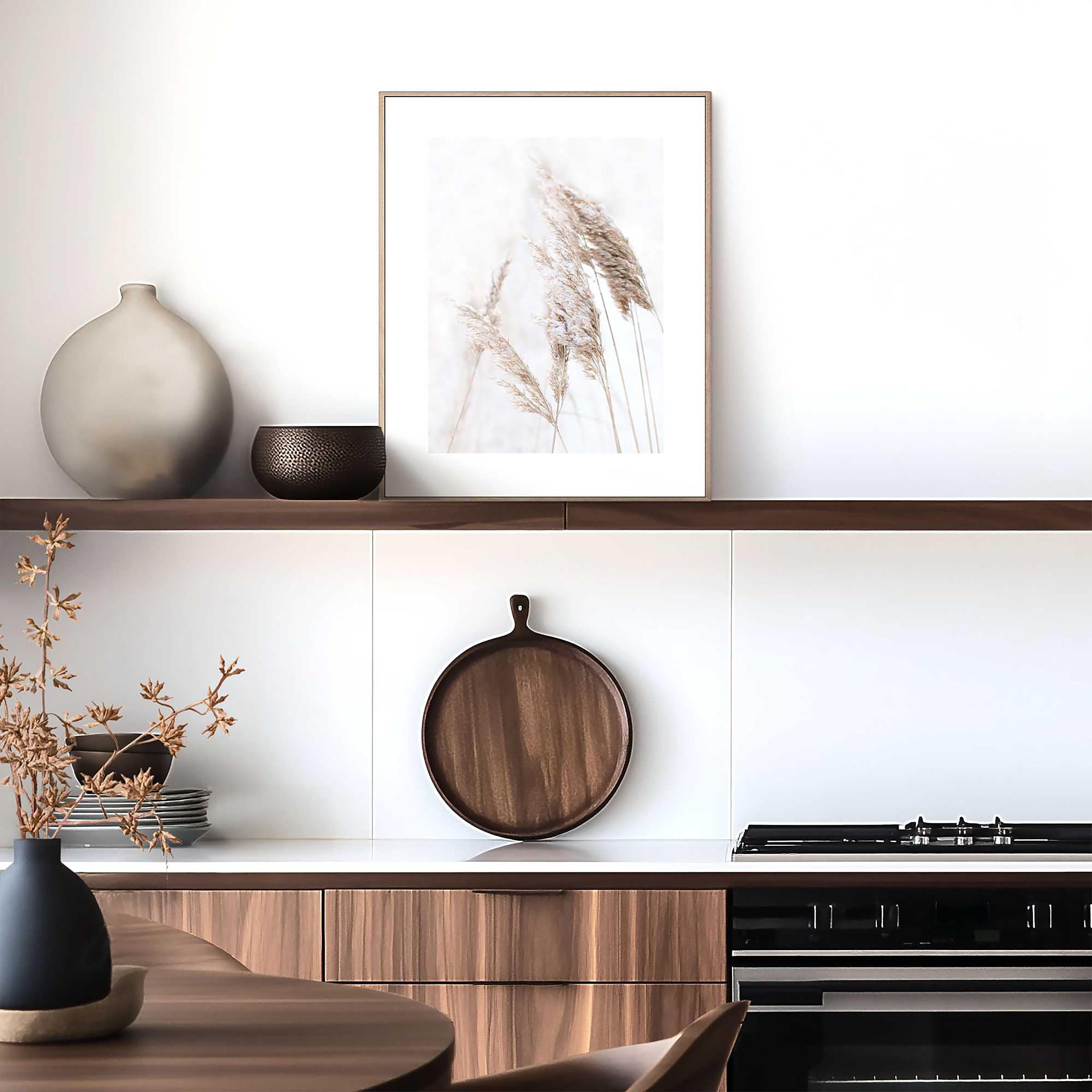 Kunstdruck Pampasgras MDF Beige