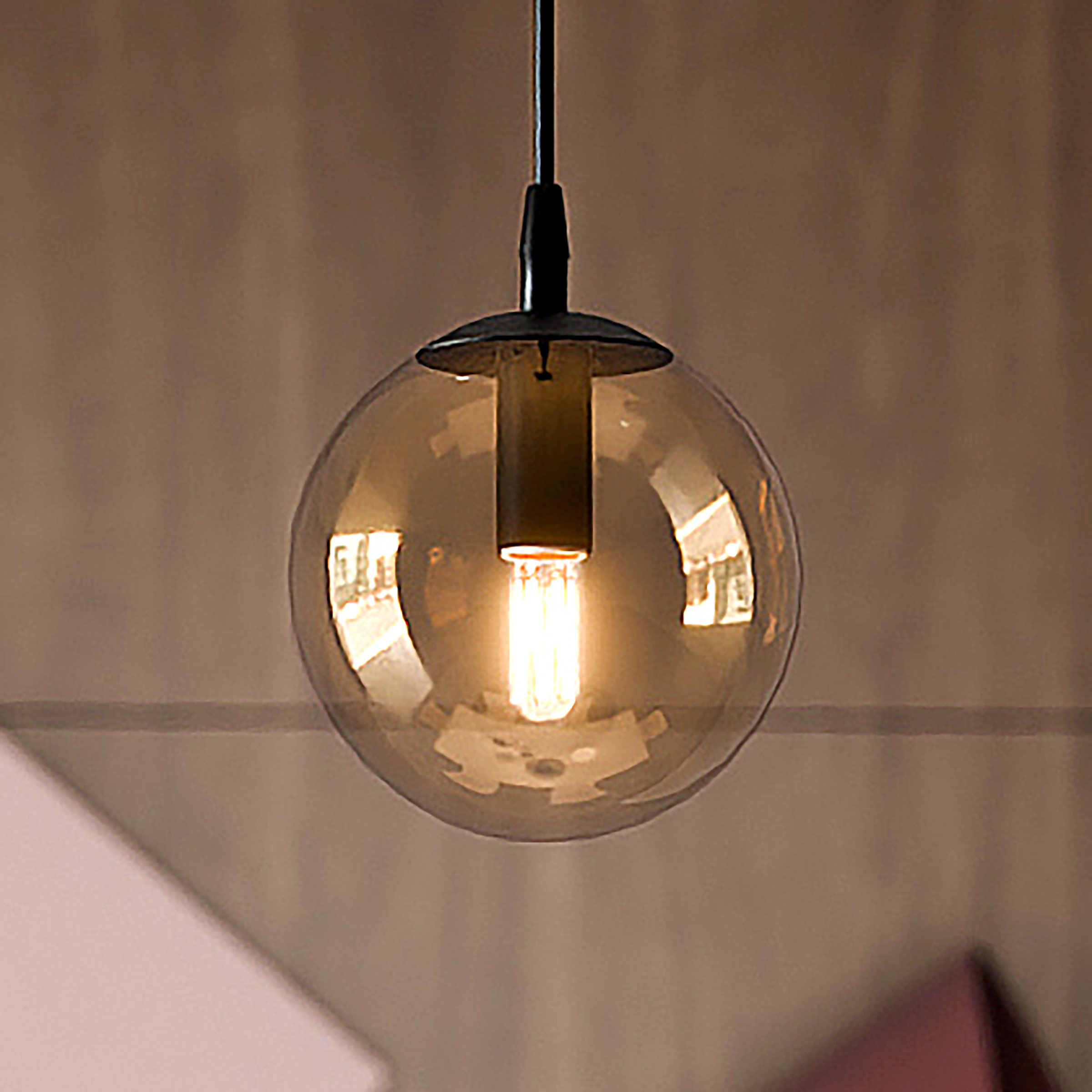 Pendant light Cosmo Type A steel / amber colored glass