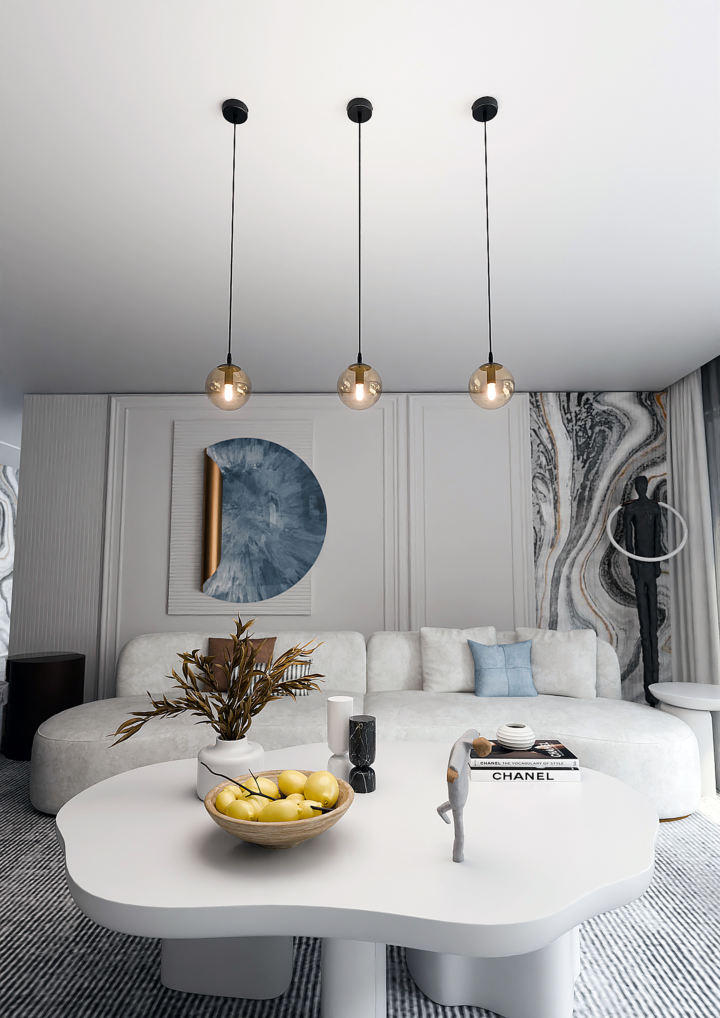 Pendant light Cosmo Type A steel / amber colored glass