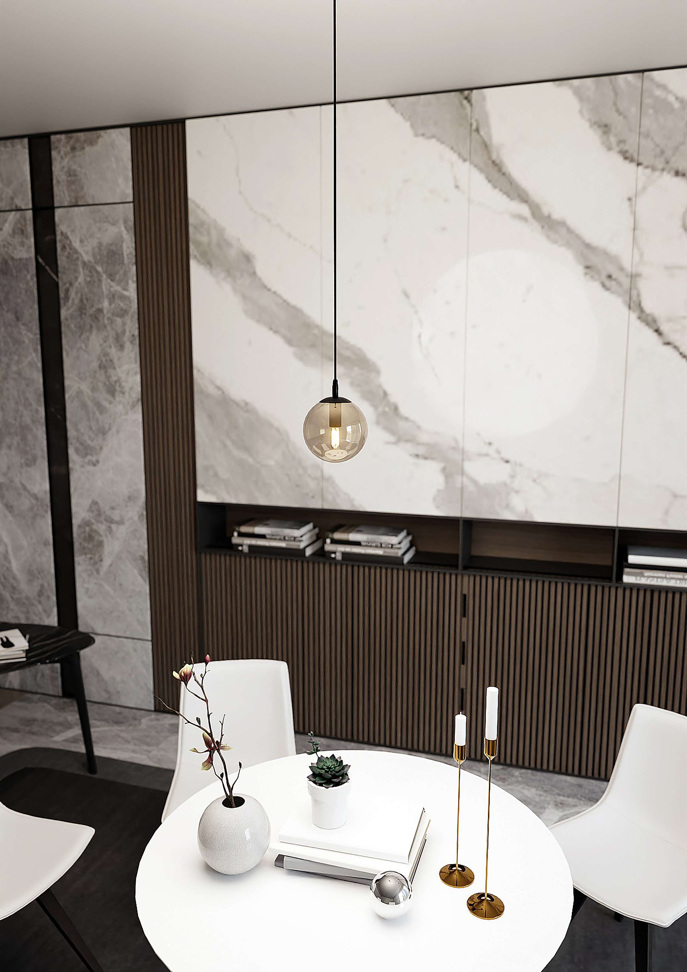 Pendant light Cosmo Type A steel / amber colored glass