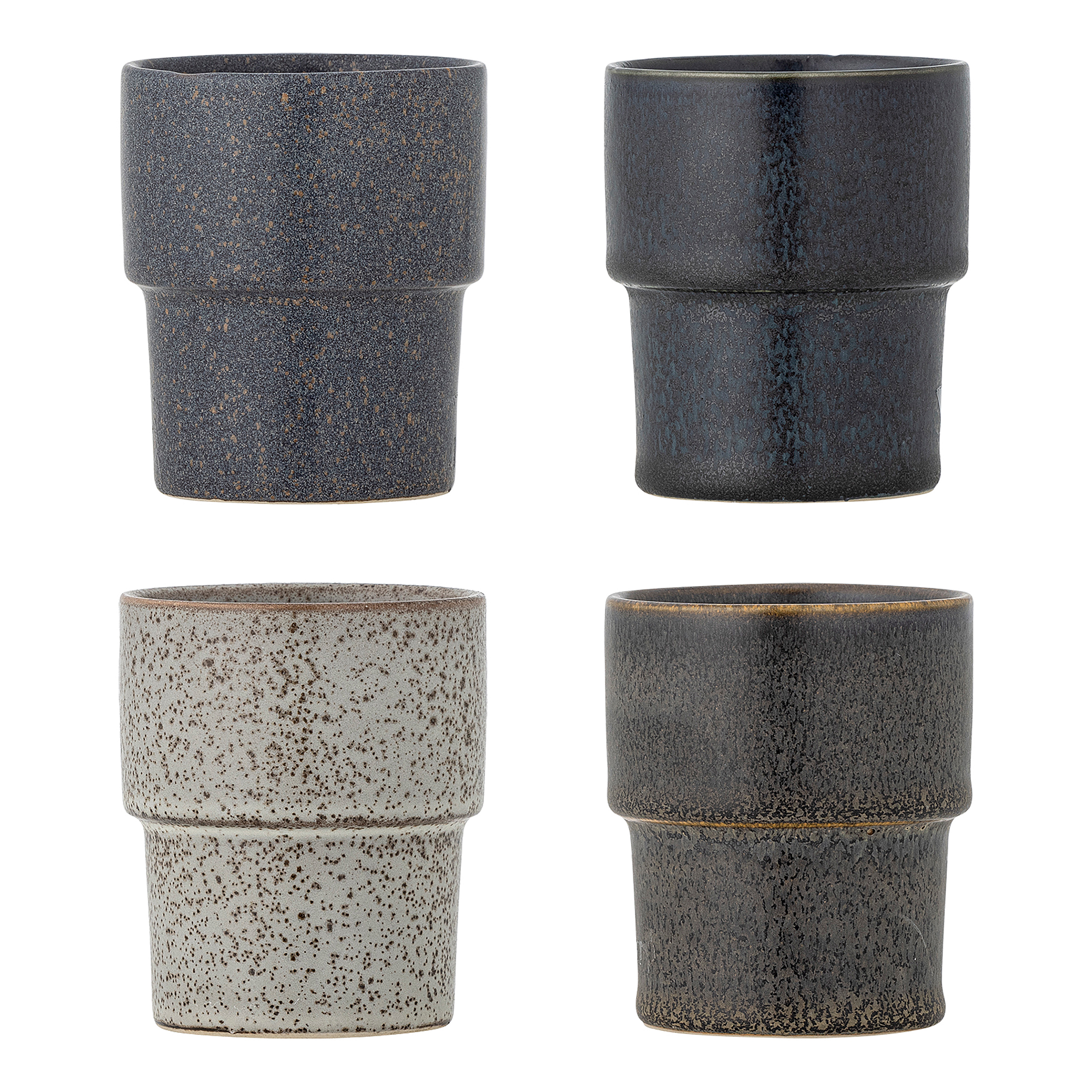 Tassen-Set Ewan 4-teilig Steingut Braun Grau