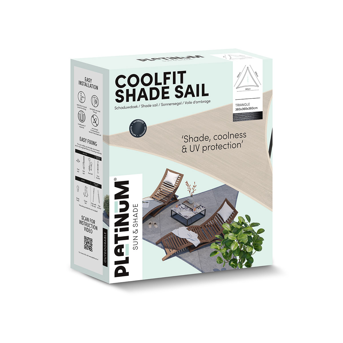 Sonnensegel Coolfit Typ A Polyethylen Sand 360 x 360 cm