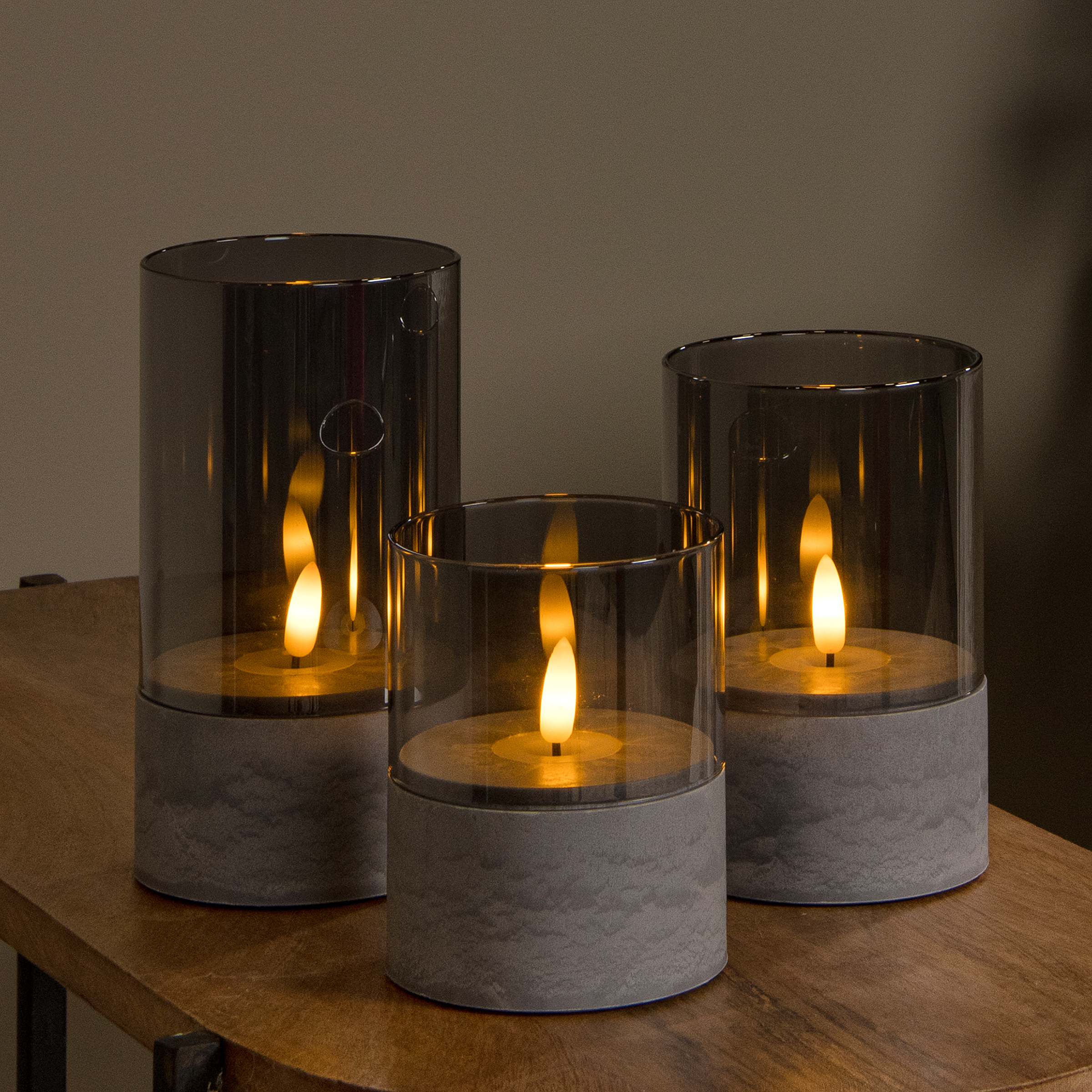 LED-Tischleuchte Velas Opalglas Grau