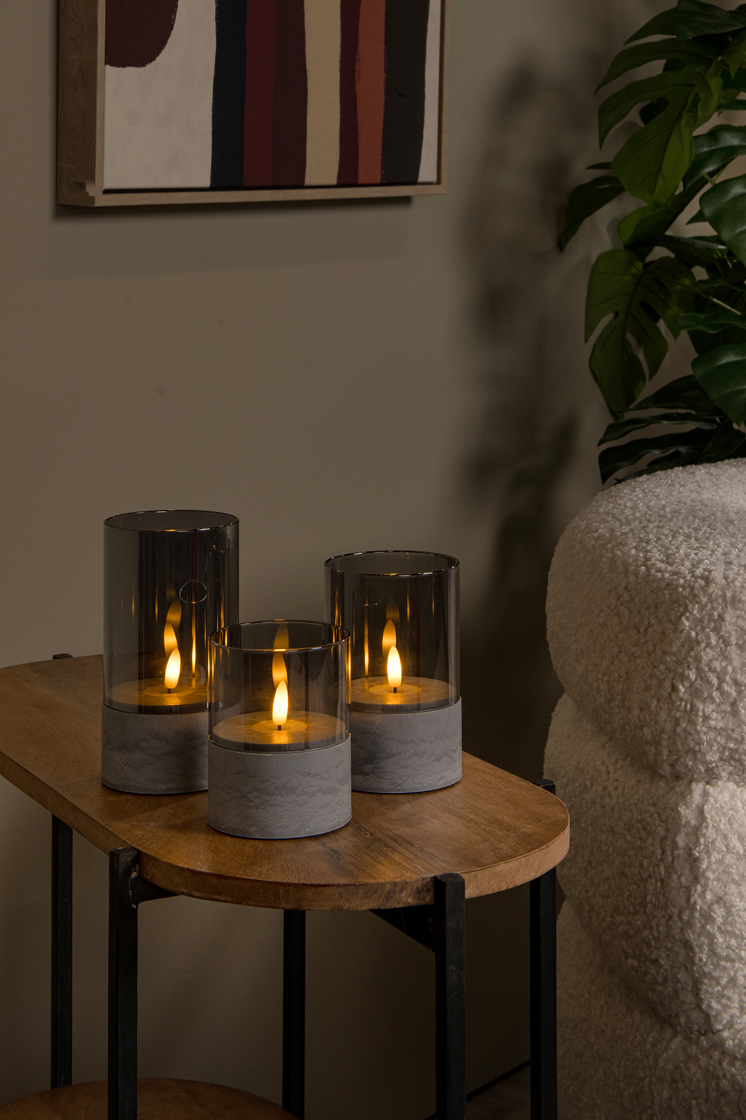 LED-Tischleuchte Velas Opalglas Grau