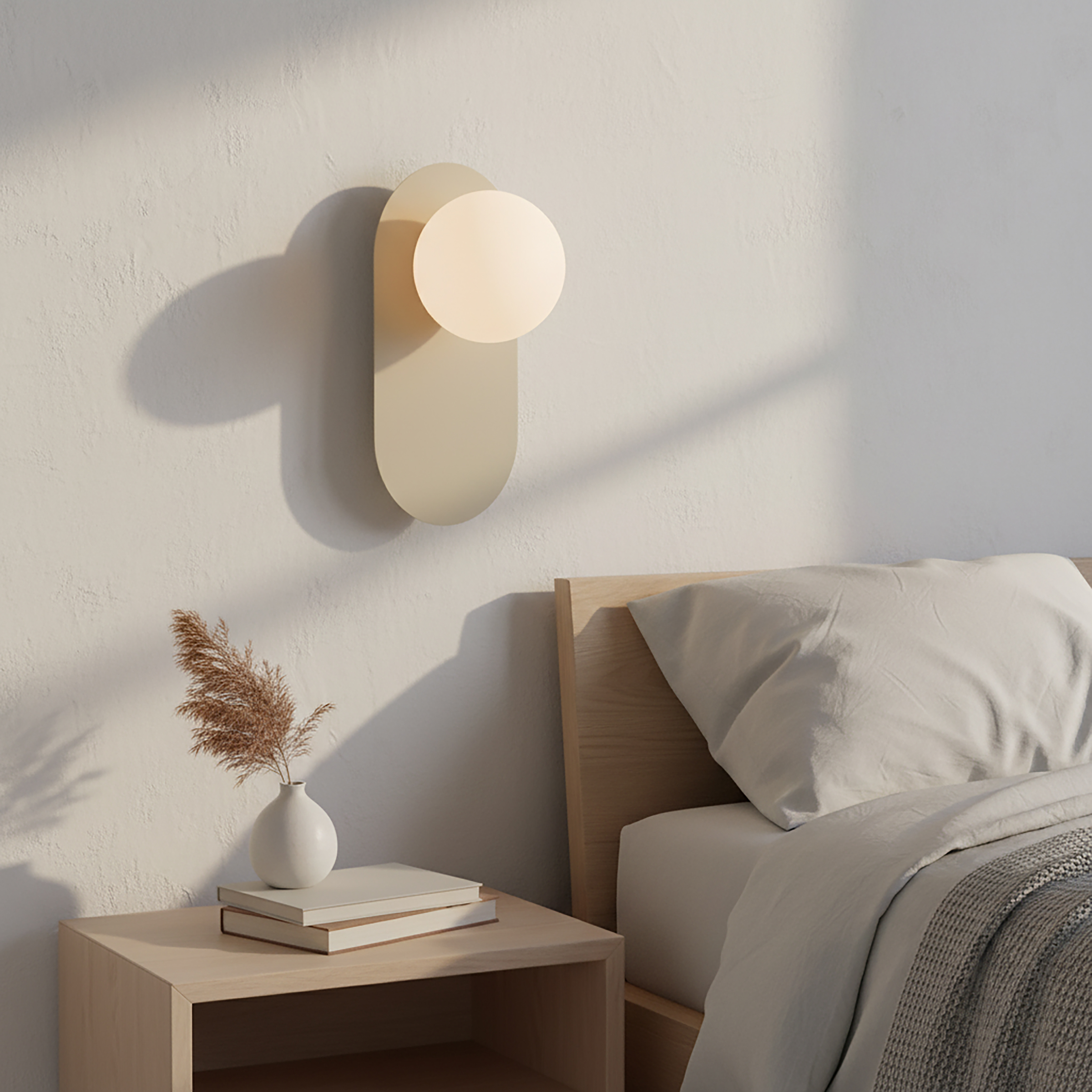 Wandleuchte Viva Opalglas / Stahl Beige