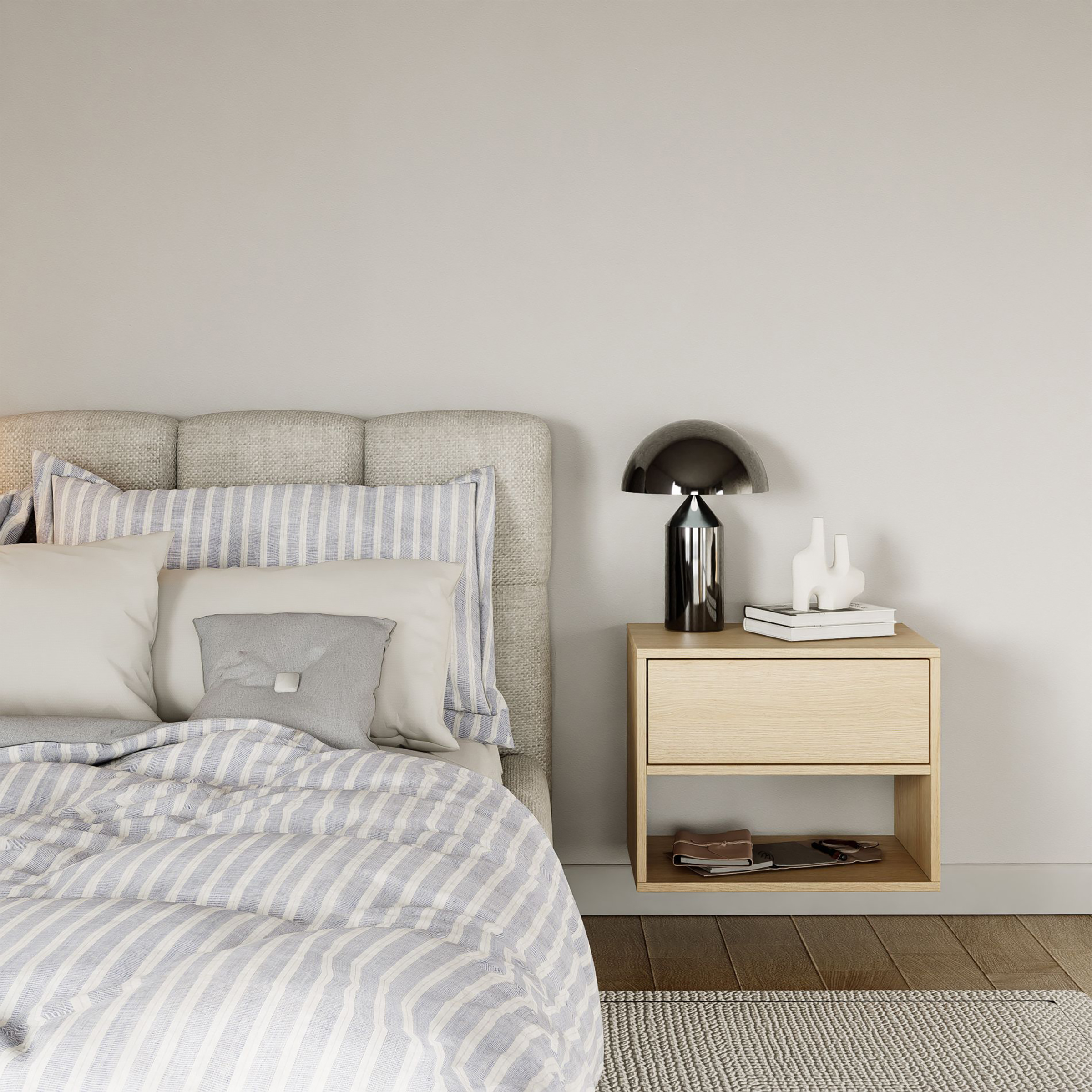 Floating nightstand Framme with compartment