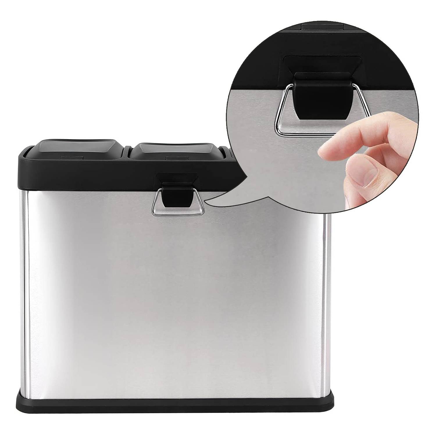 Mülleimer Bosset III Stahl / Polypropylen Silber / Schwarz