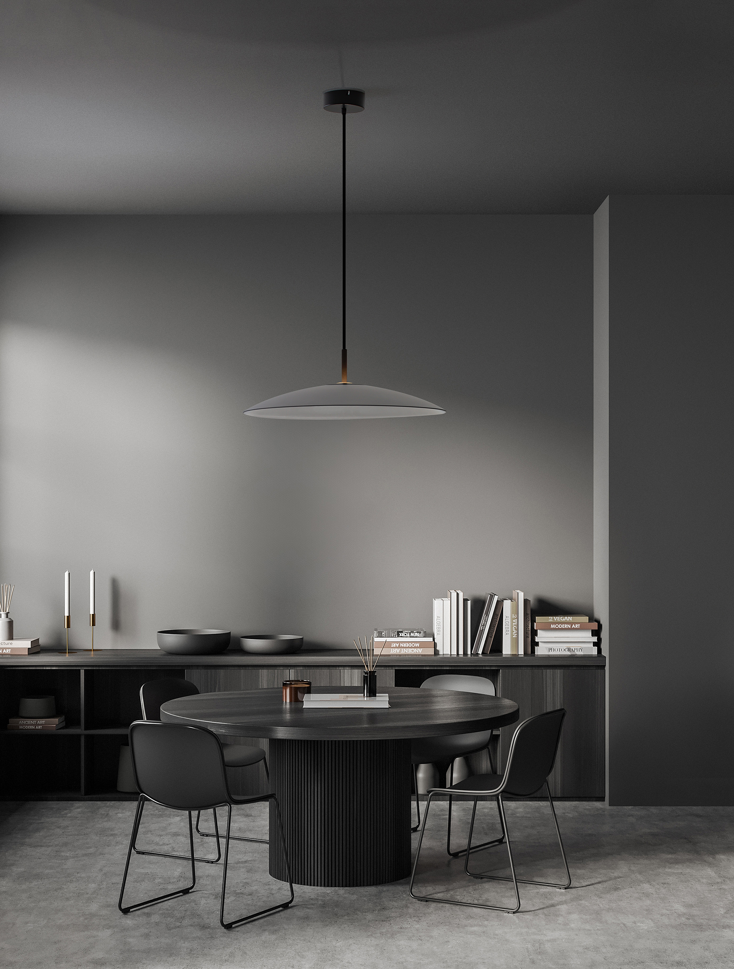 Pendelleuchte Polifemo Aluminium / Rauchglas Grau