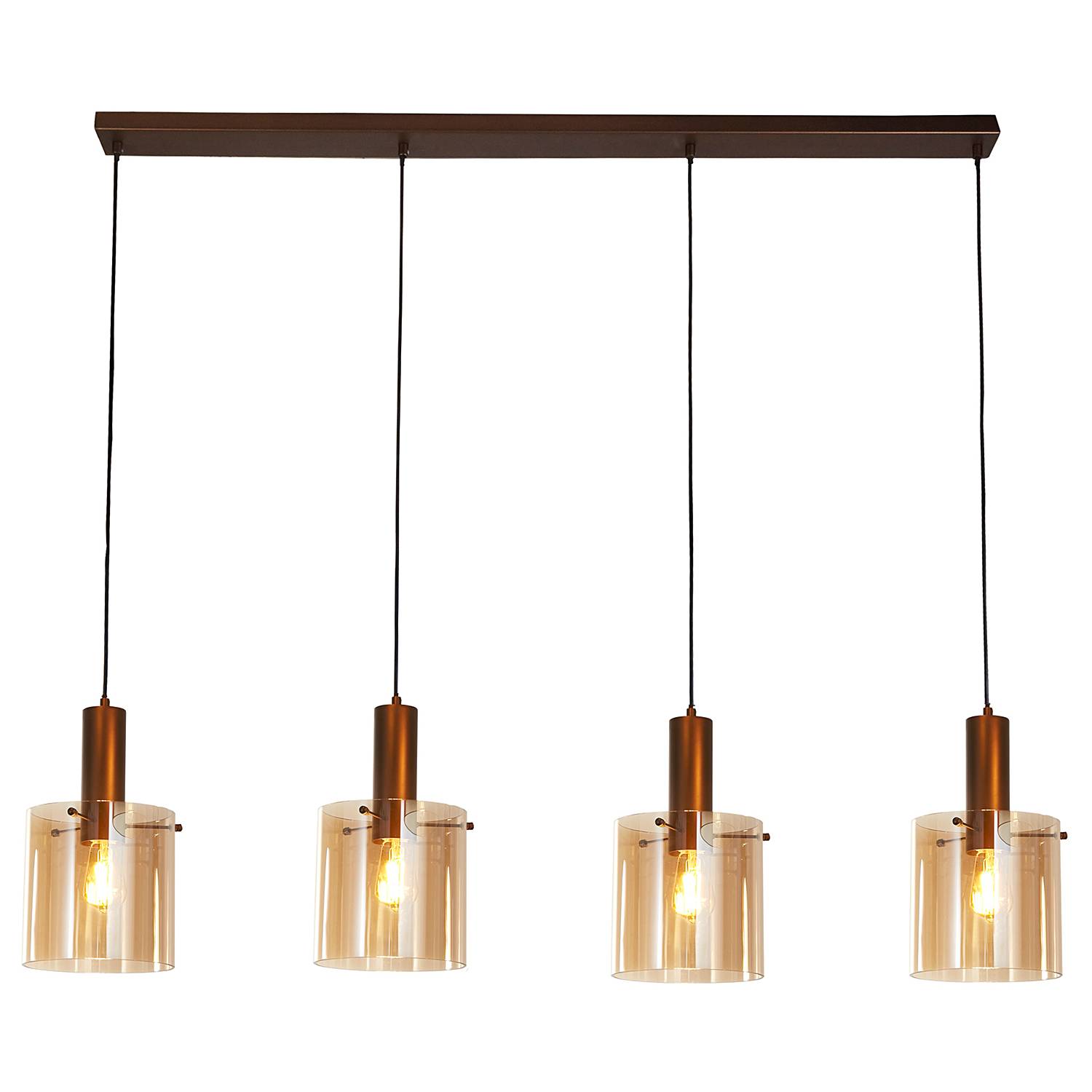 Pendelleuchte Sweden Glas / Stahl 4-flammig Bernstein