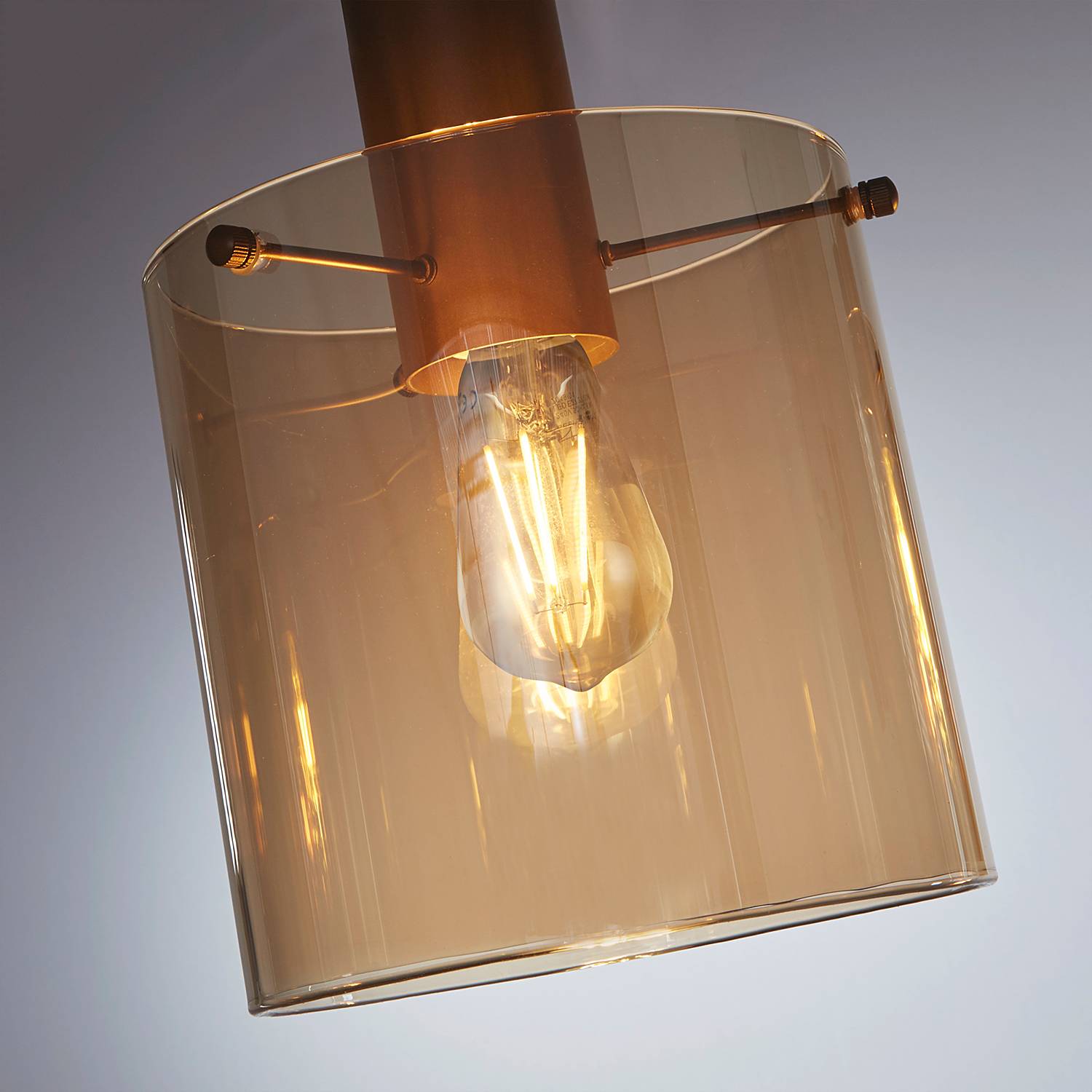 Pendelleuchte Sweden Glas / Stahl 4-flammig Bernstein