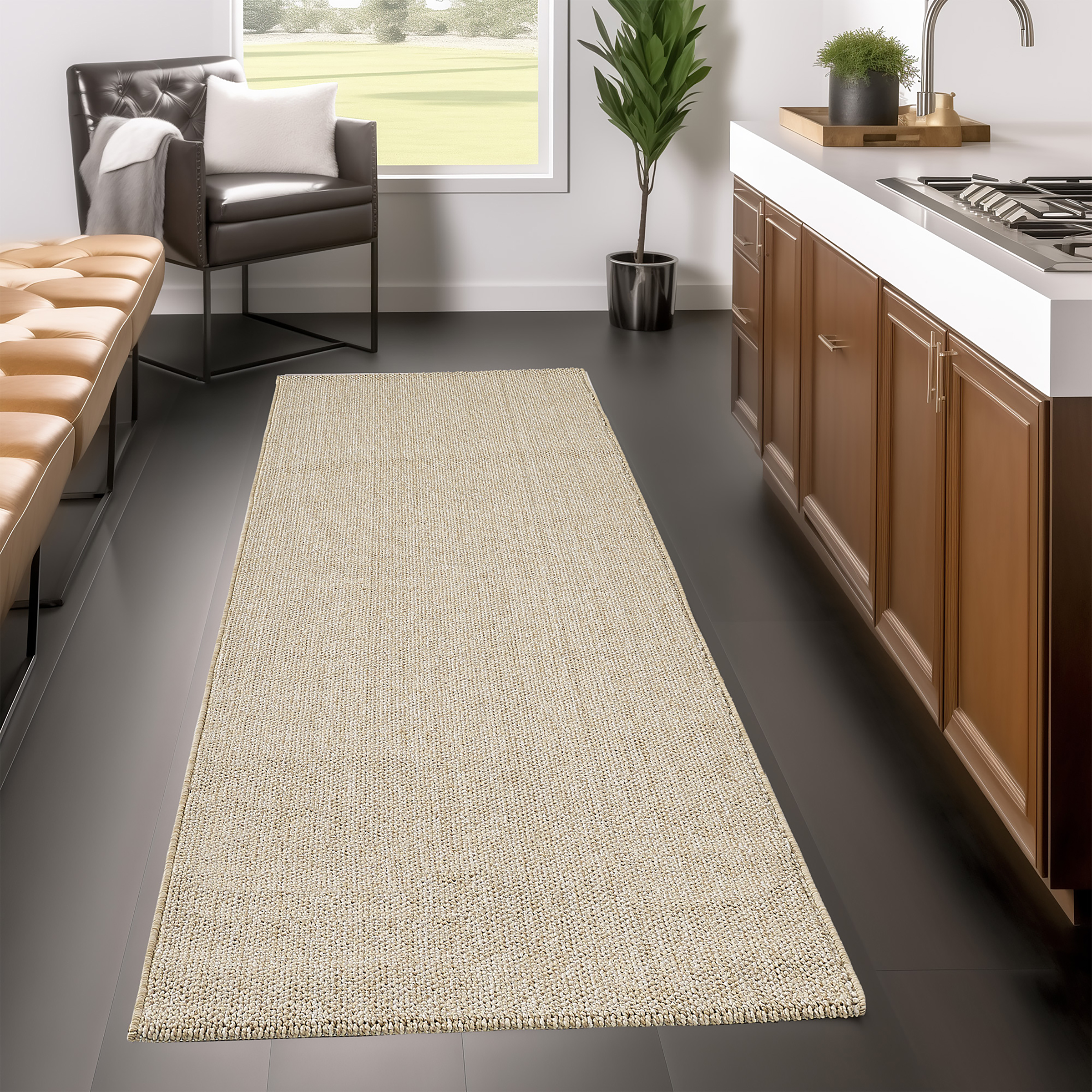 Kurzflorteppich Loom 4300 Mischgewebe Beige 80 x 150 cm