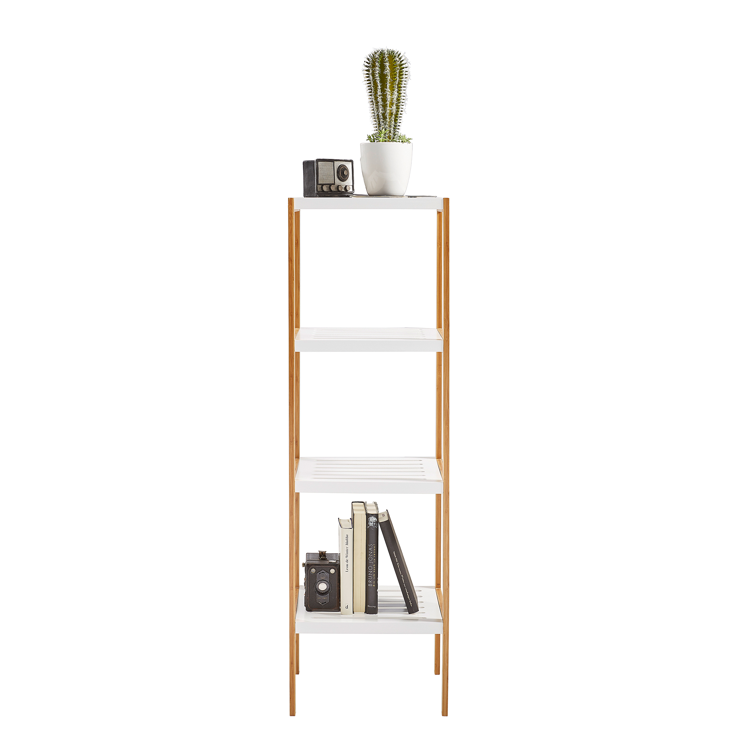 Regal Perzee Weiß / Bambus Höhe: 110 cm