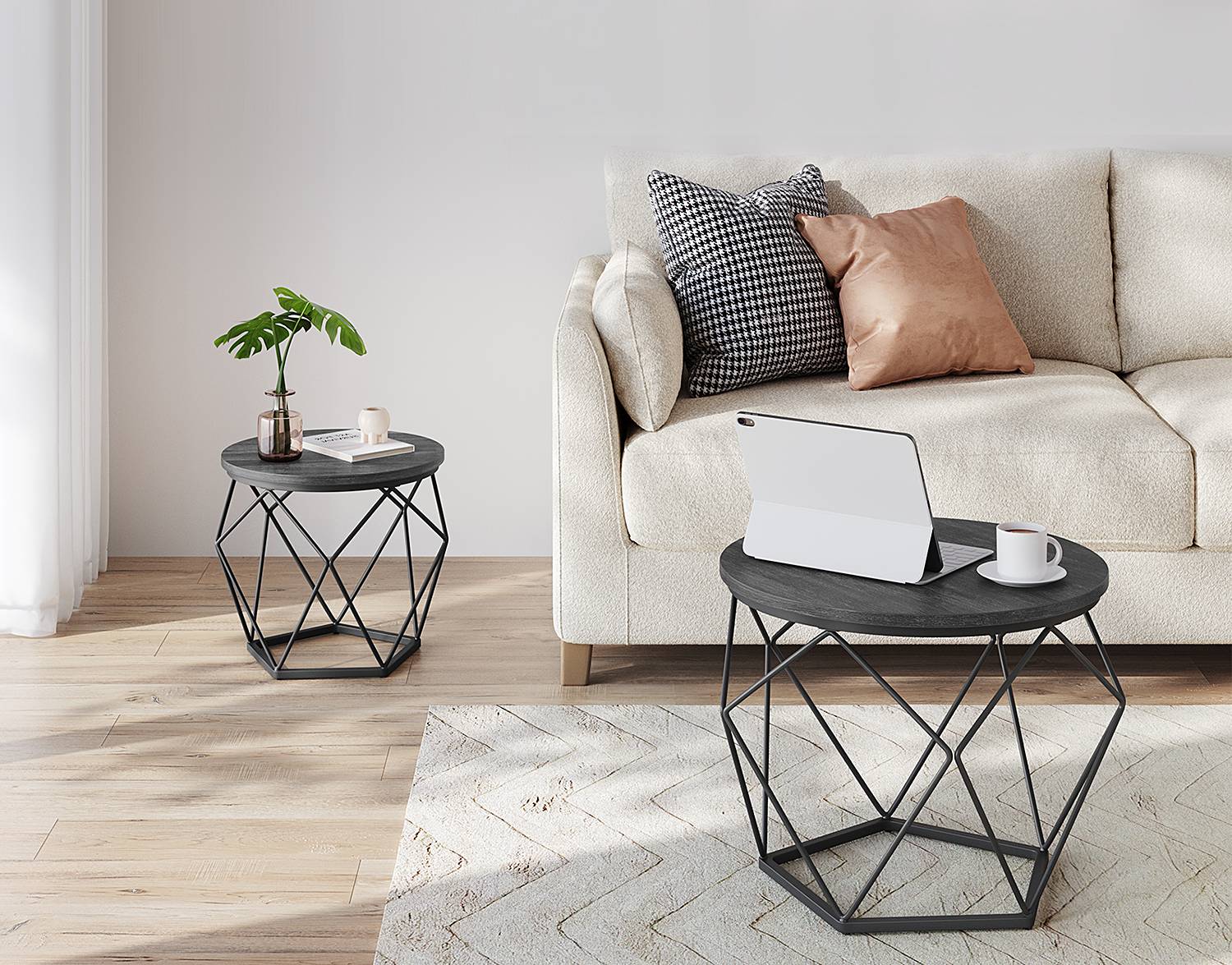 Couchtisch Tuxford 60 cm 2er-Set Schwarz