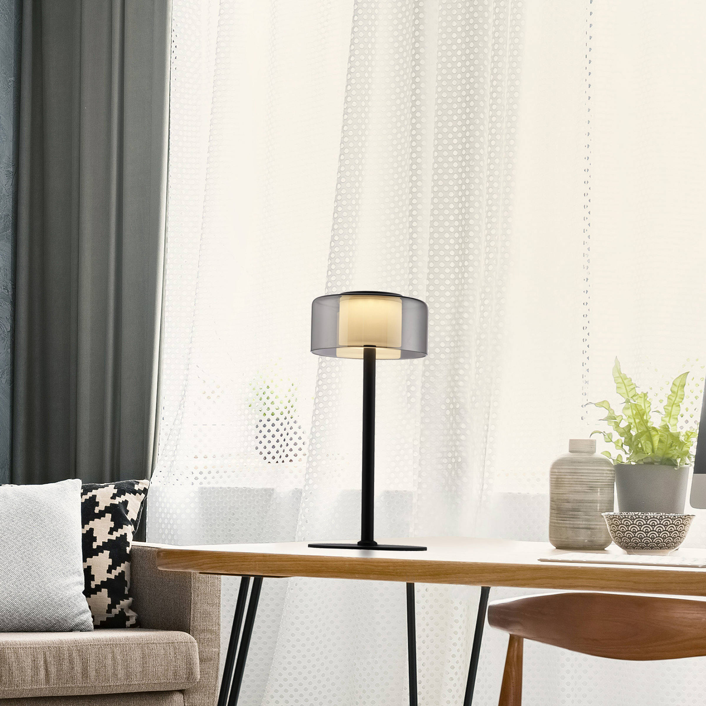 LED-Tischleuchte Rika Typ A Klarglas / Eisen Schwarz