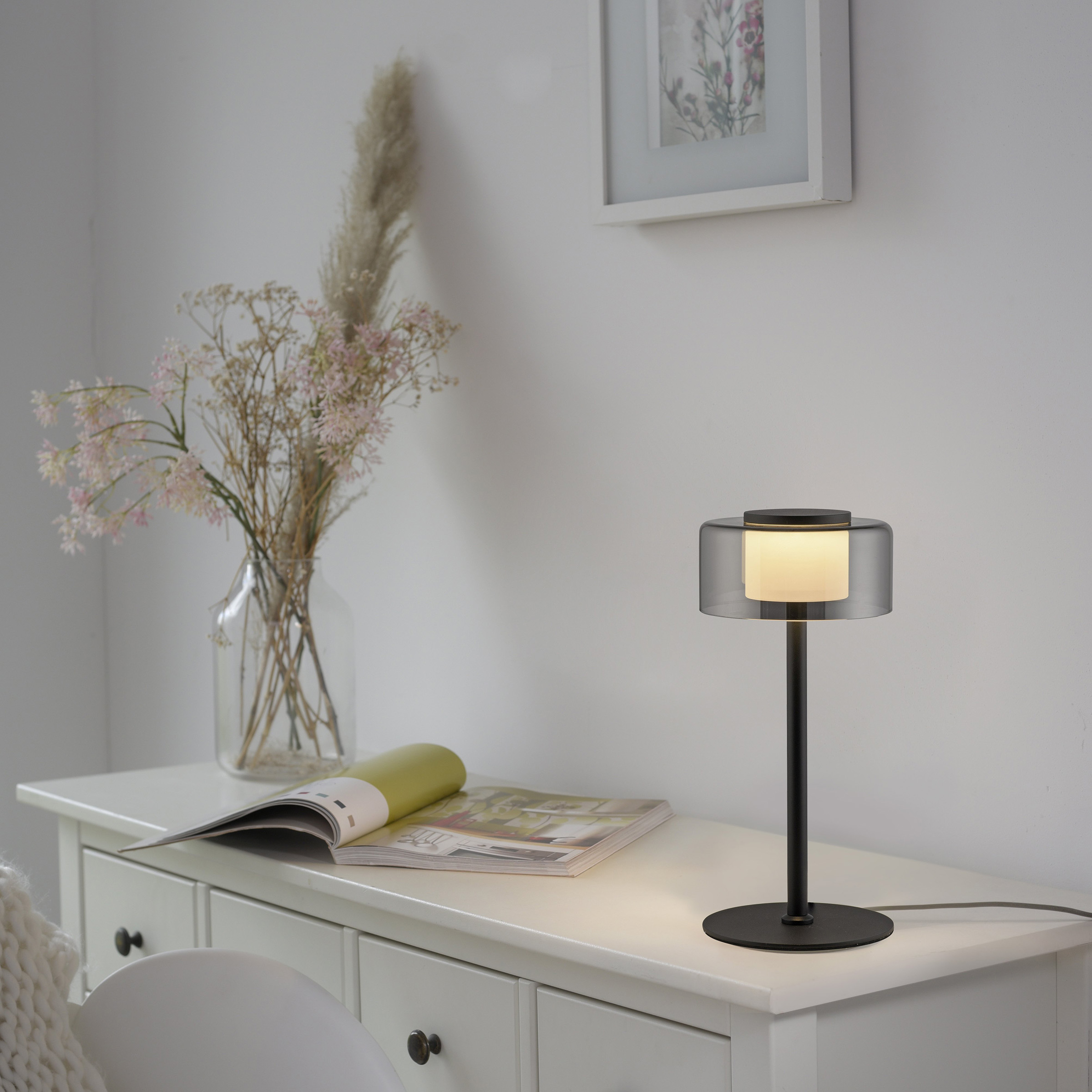 LED-Tischleuchte Rika Typ A Klarglas / Eisen Schwarz