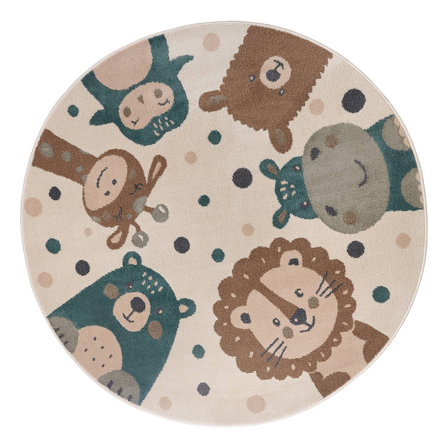 Kinderteppich Animal Party Jute / Polypropylen Beige