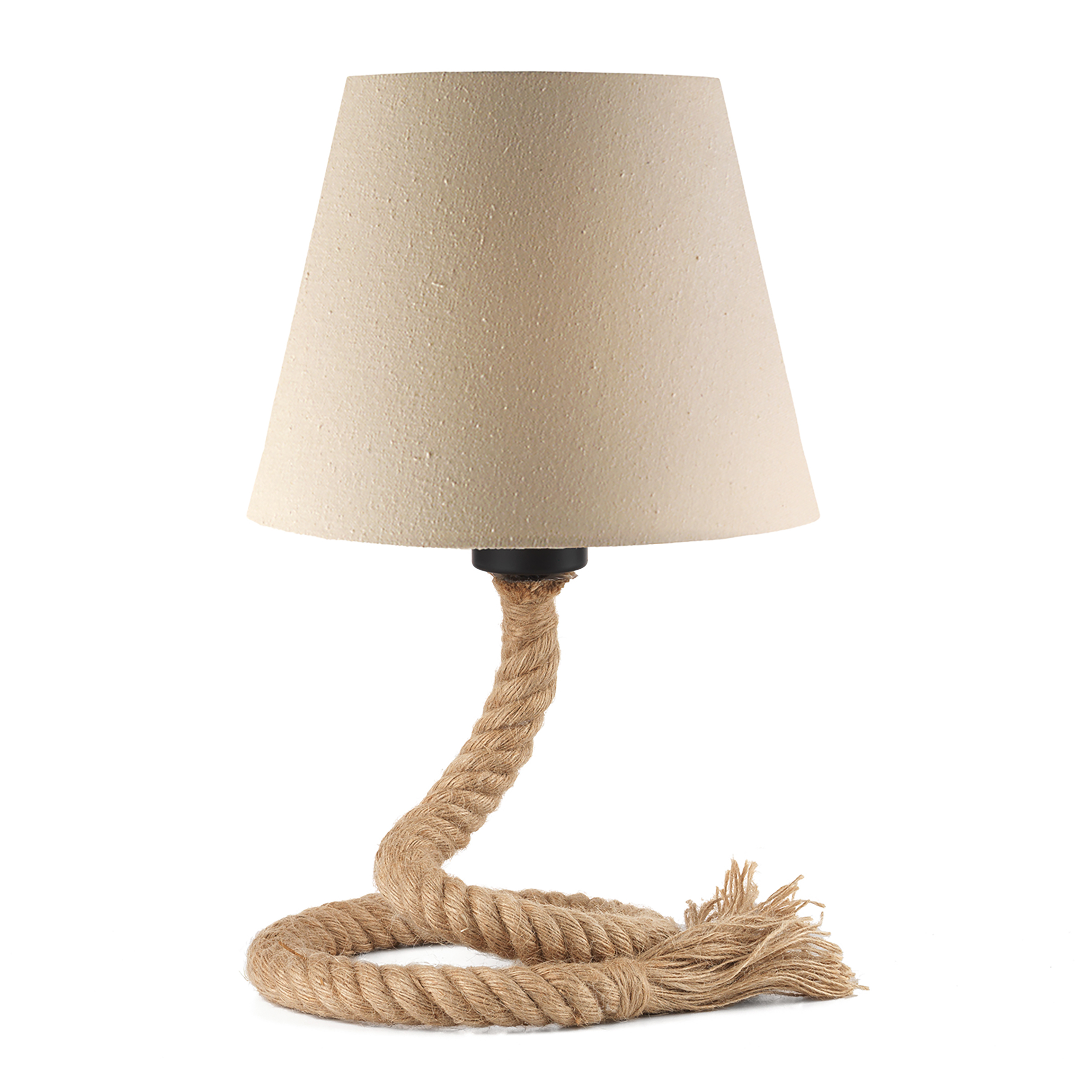 Tischleuchte Corda Mauli Baumwollstoff / Rattan