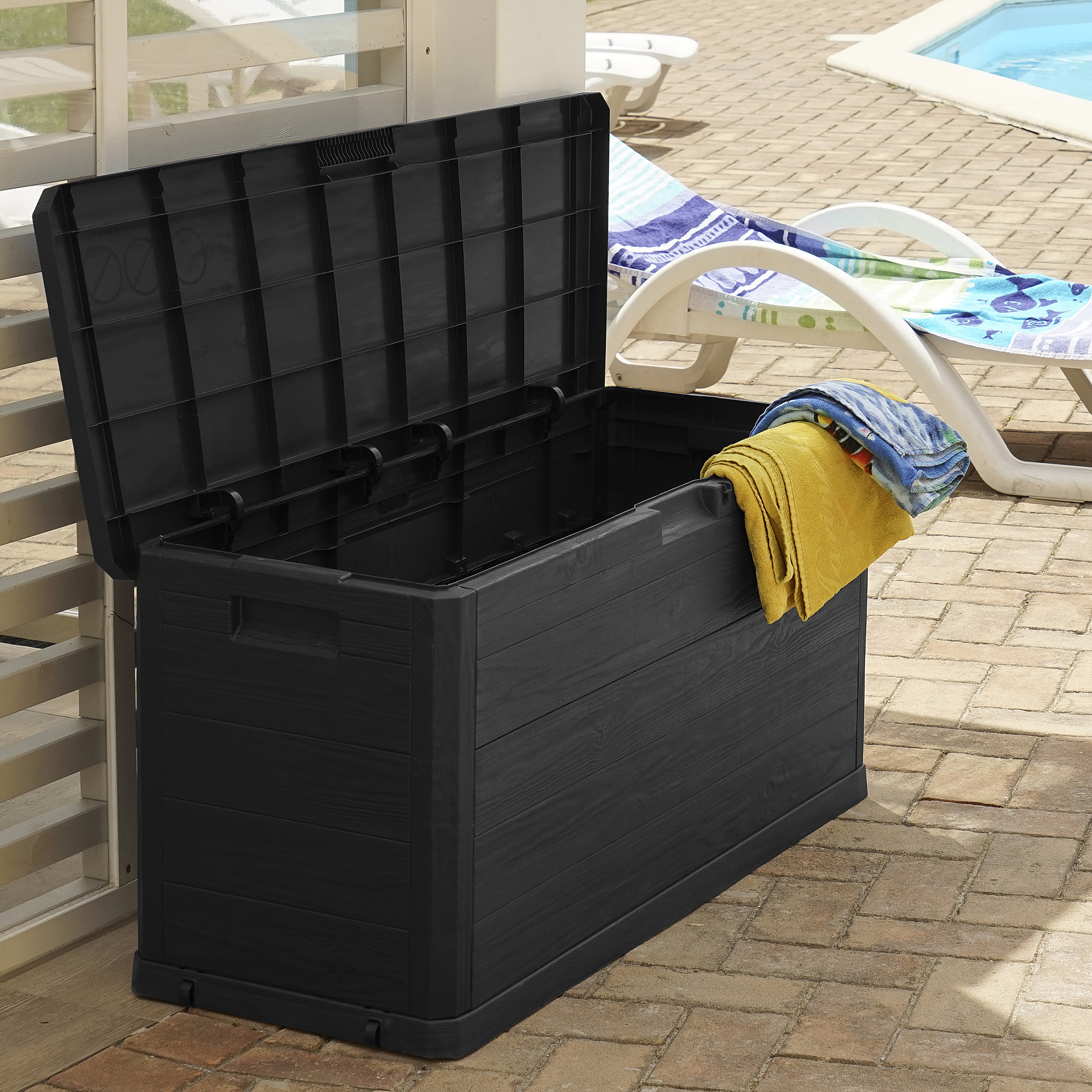 Gartenbox Woody's Multibox Schwarz 117 x 45 cm